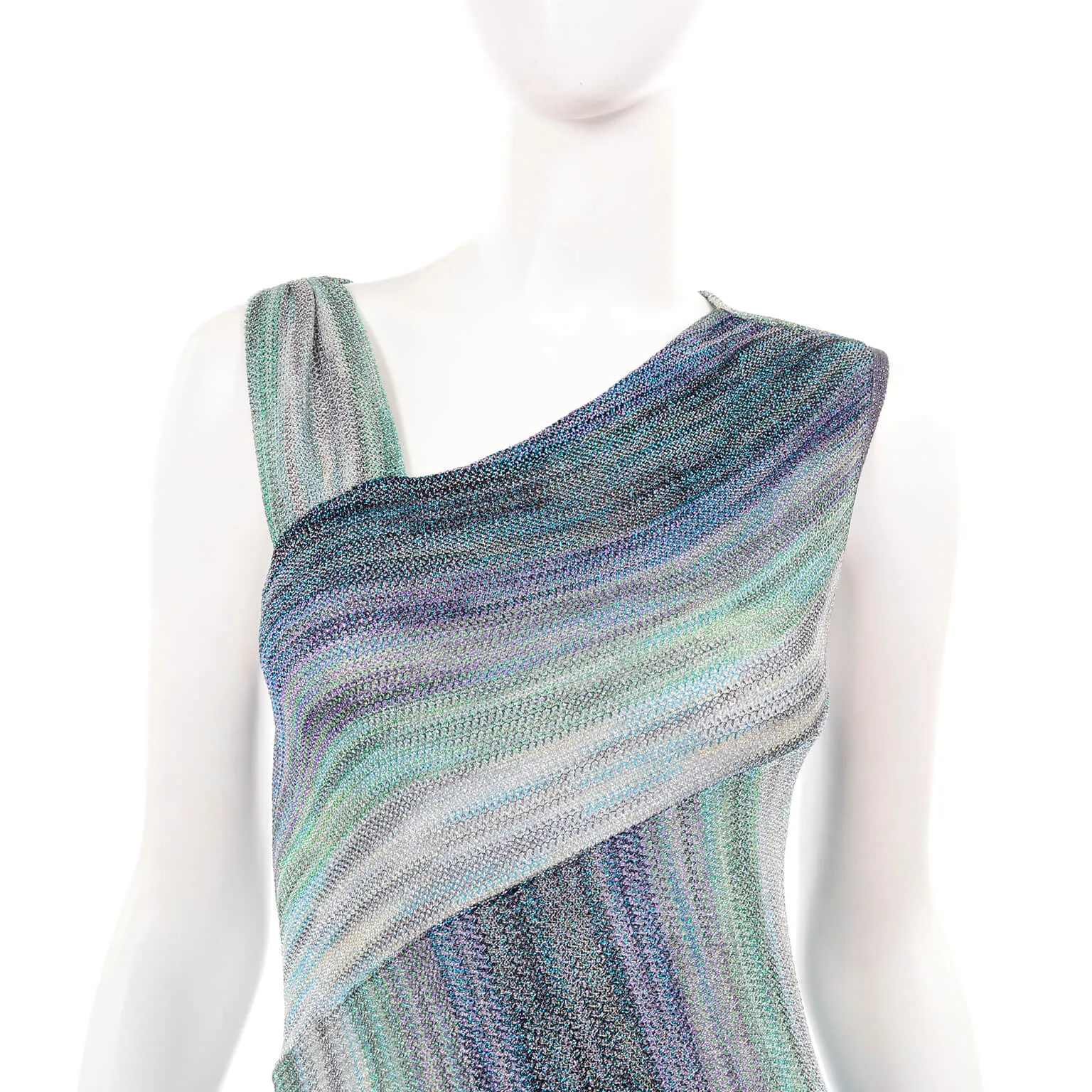 Missoni Metallic Stretch Knit Dress w/ Asymmetrical Striped Design 6/8