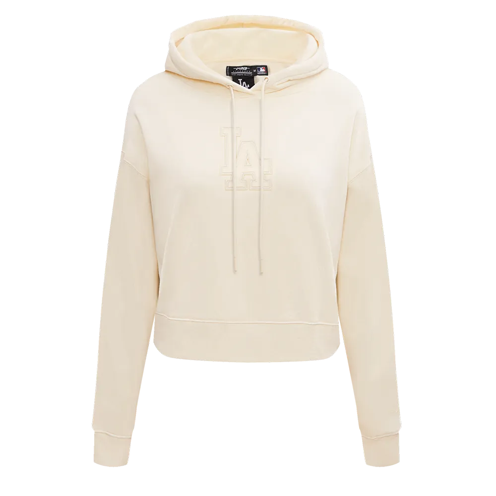 MLB LOS ANGELES DODGERS NEUTRAL WOMEN'S CROPPED PO HOODIE (EGGSHELL)