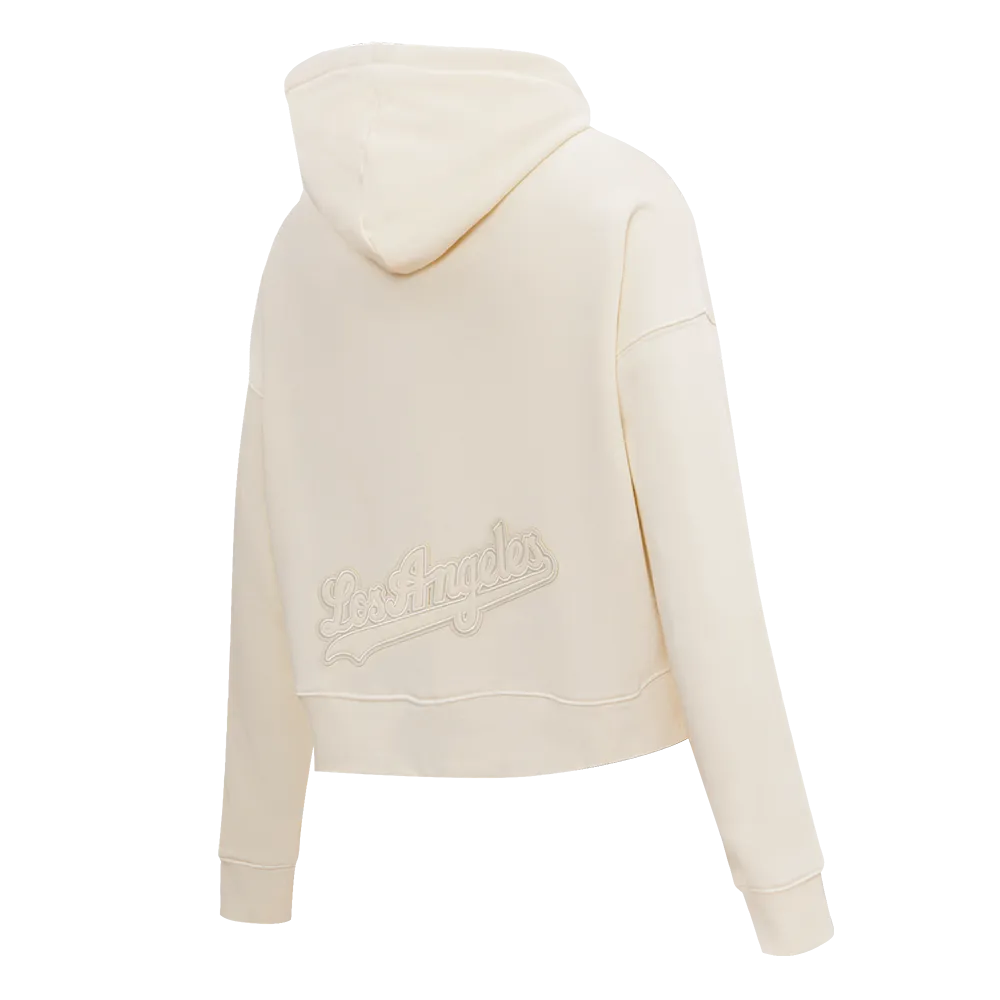 MLB LOS ANGELES DODGERS NEUTRAL WOMEN'S CROPPED PO HOODIE (EGGSHELL)