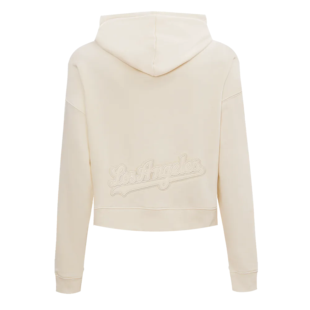 MLB LOS ANGELES DODGERS NEUTRAL WOMEN'S CROPPED PO HOODIE (EGGSHELL)