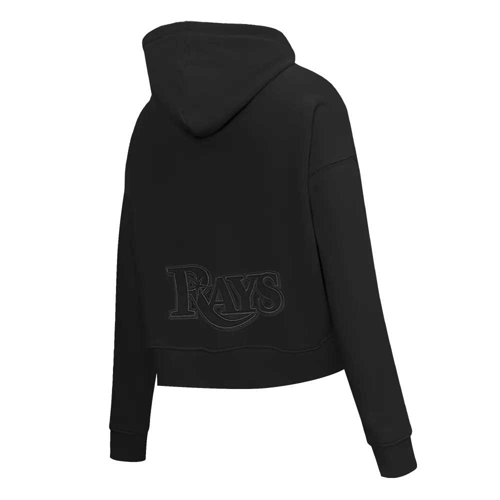 MLB TAMPA BAY RAYS NEUTRAL WOMEN'S CROPPED PO HOODIE (BLACK)