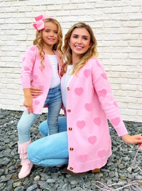 Mommy and Me You Make My Heart Fuzzy Cardigan