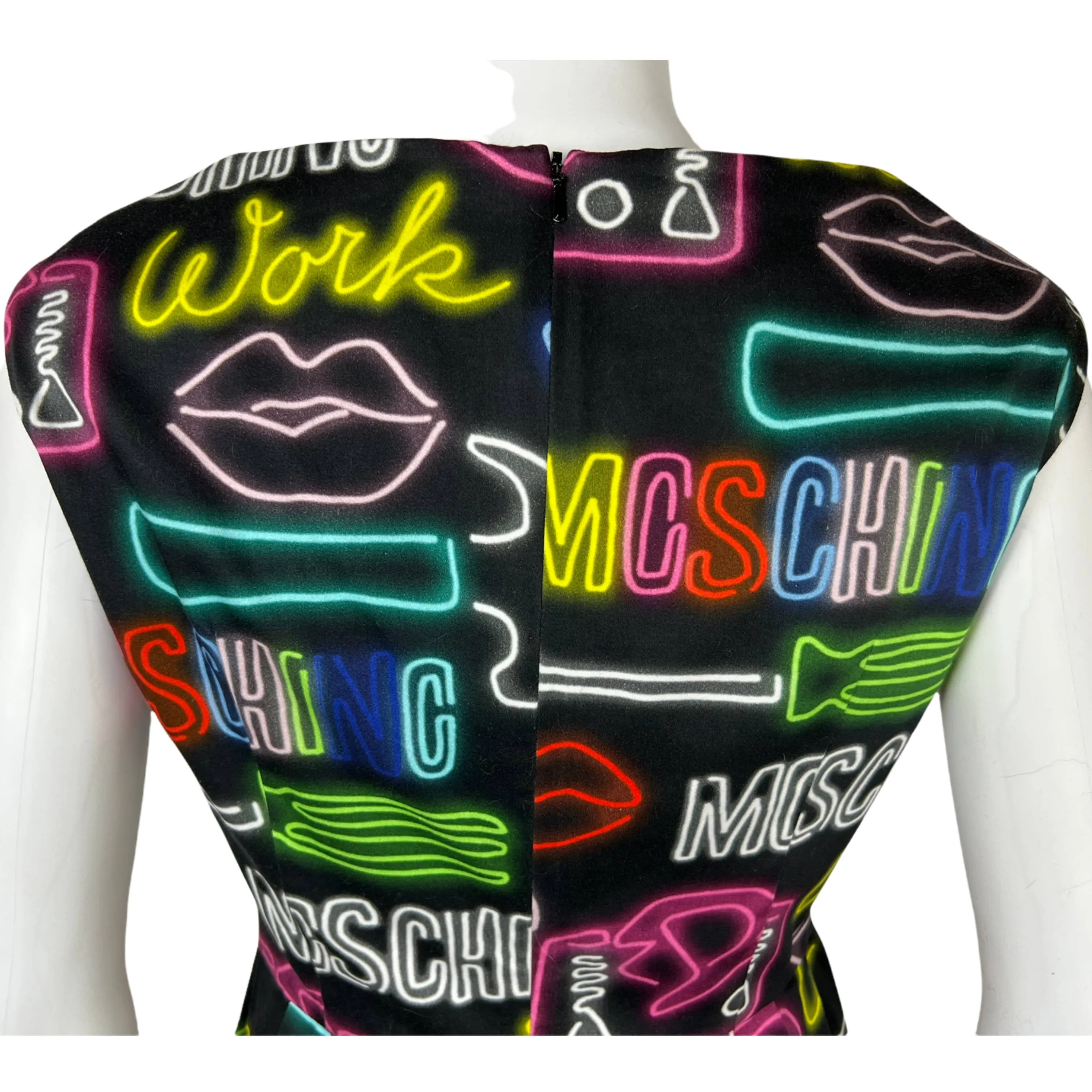 Moschino Couture Dress Neon Signs Size Medium 8