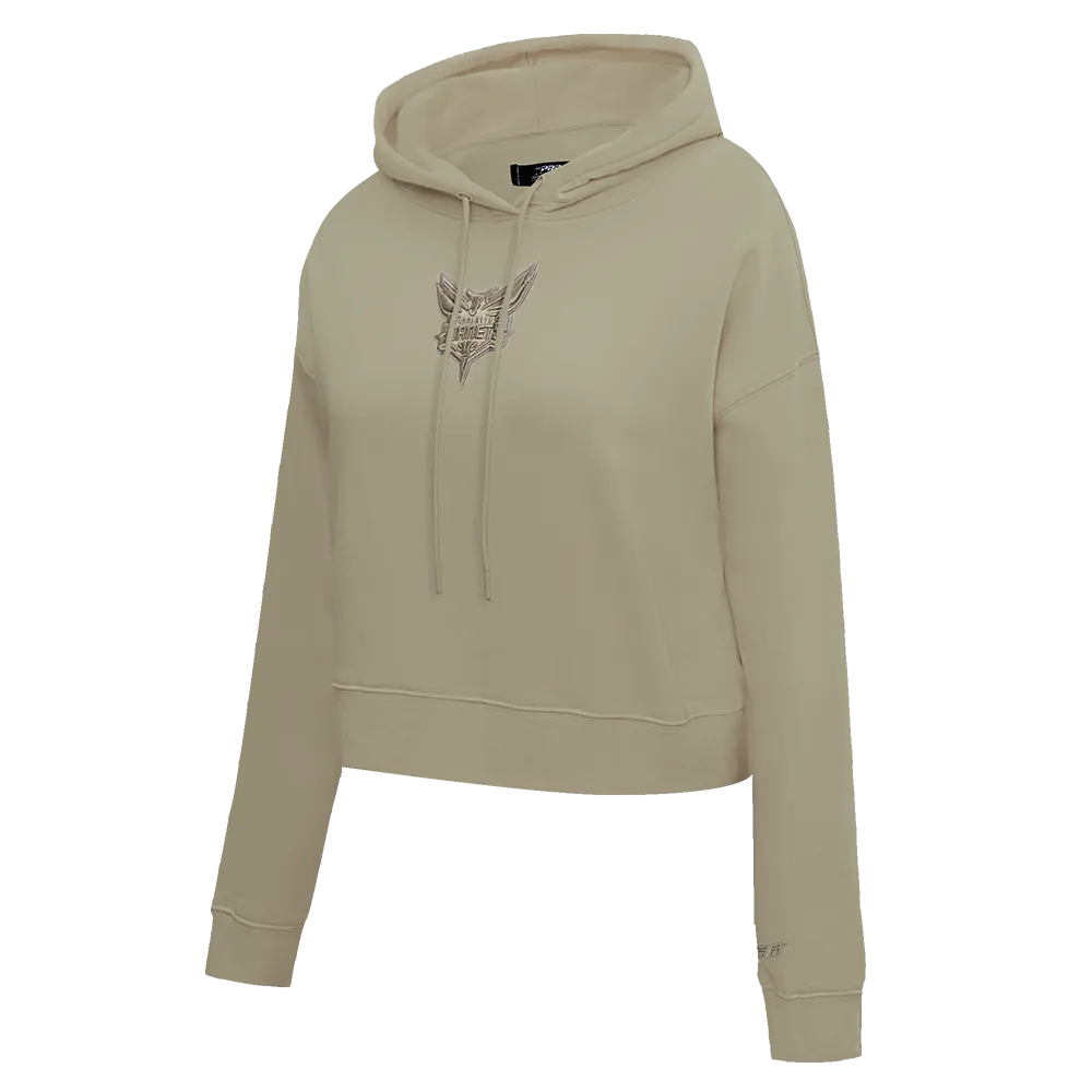 NBA CHARLOTTE HORNETS NEUTRAL WOMEN'S CROPPED PO HOODIE (TAUPE)