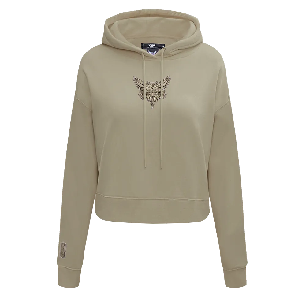 NBA CHARLOTTE HORNETS NEUTRAL WOMEN'S CROPPED PO HOODIE (TAUPE)