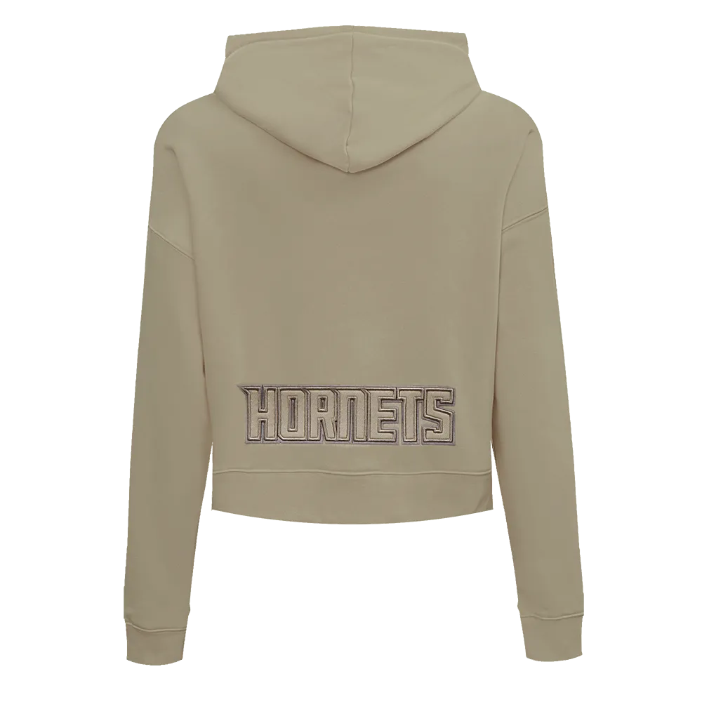 NBA CHARLOTTE HORNETS NEUTRAL WOMEN'S CROPPED PO HOODIE (TAUPE)