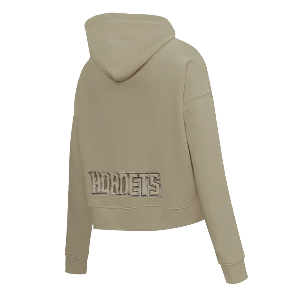 NBA CHARLOTTE HORNETS NEUTRAL WOMEN'S CROPPED PO HOODIE (TAUPE)