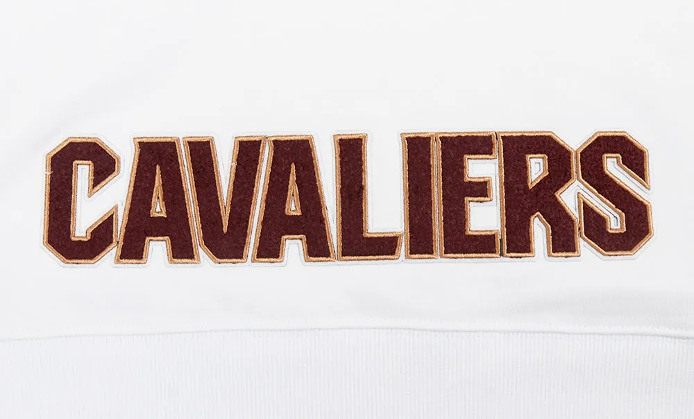 NBA CLEVELAND CAVALIERS CLASSIC WOMEN'S CROPPED PO HOODIE (WHITE)