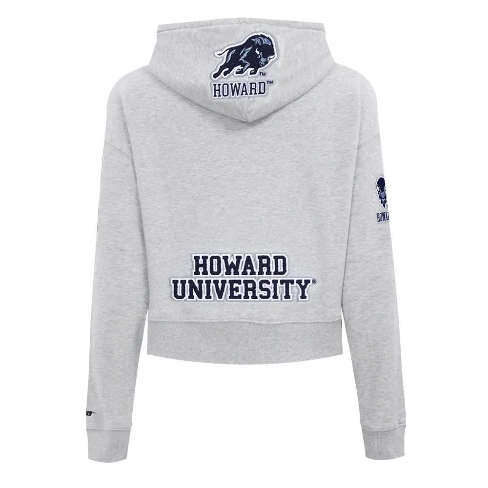 NCAA HOWARD UNIVERSITY CLASSIC WOMEN'S FLC CROPPED PO HOODIE (HEATHER GREY)