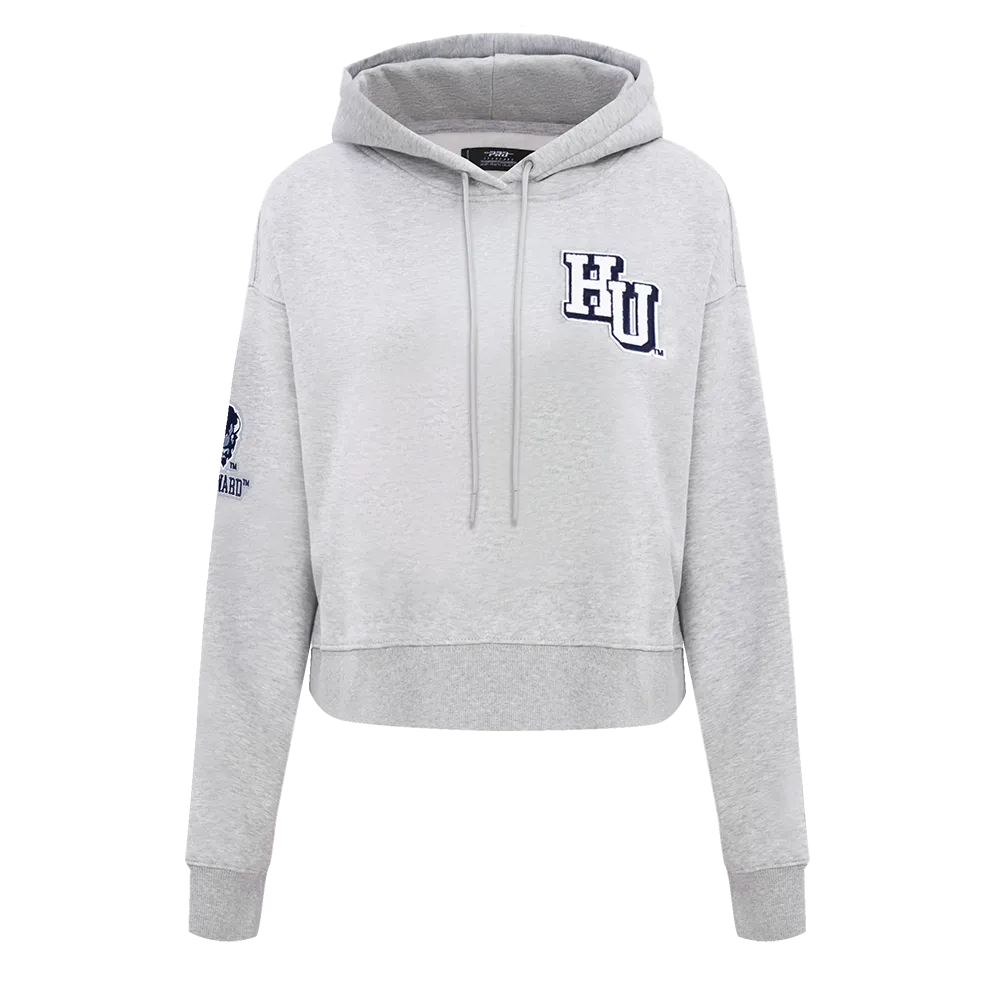 NCAA HOWARD UNIVERSITY CLASSIC WOMEN'S FLC CROPPED PO HOODIE (HEATHER GREY)