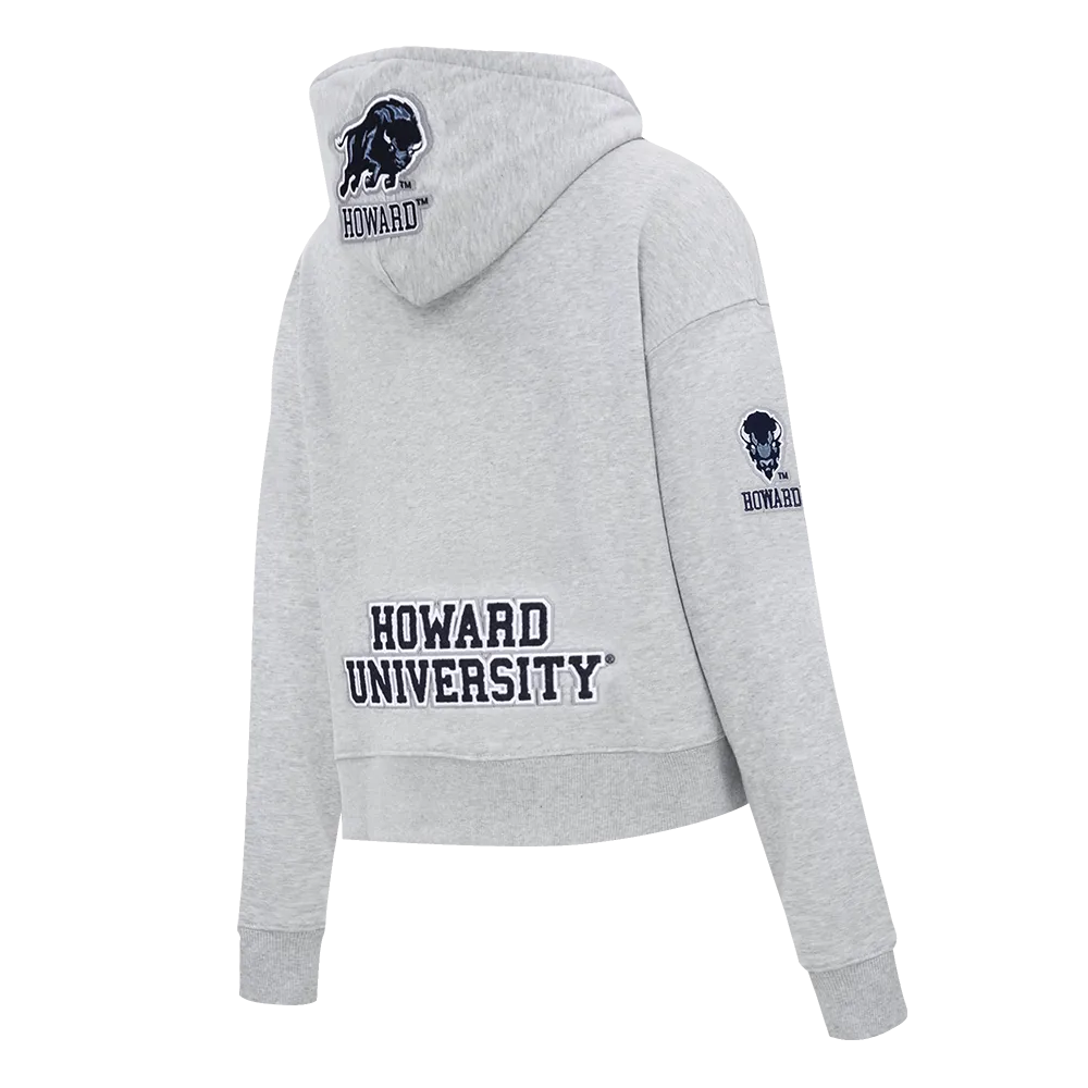 NCAA HOWARD UNIVERSITY CLASSIC WOMEN'S FLC CROPPED PO HOODIE (HEATHER GREY)