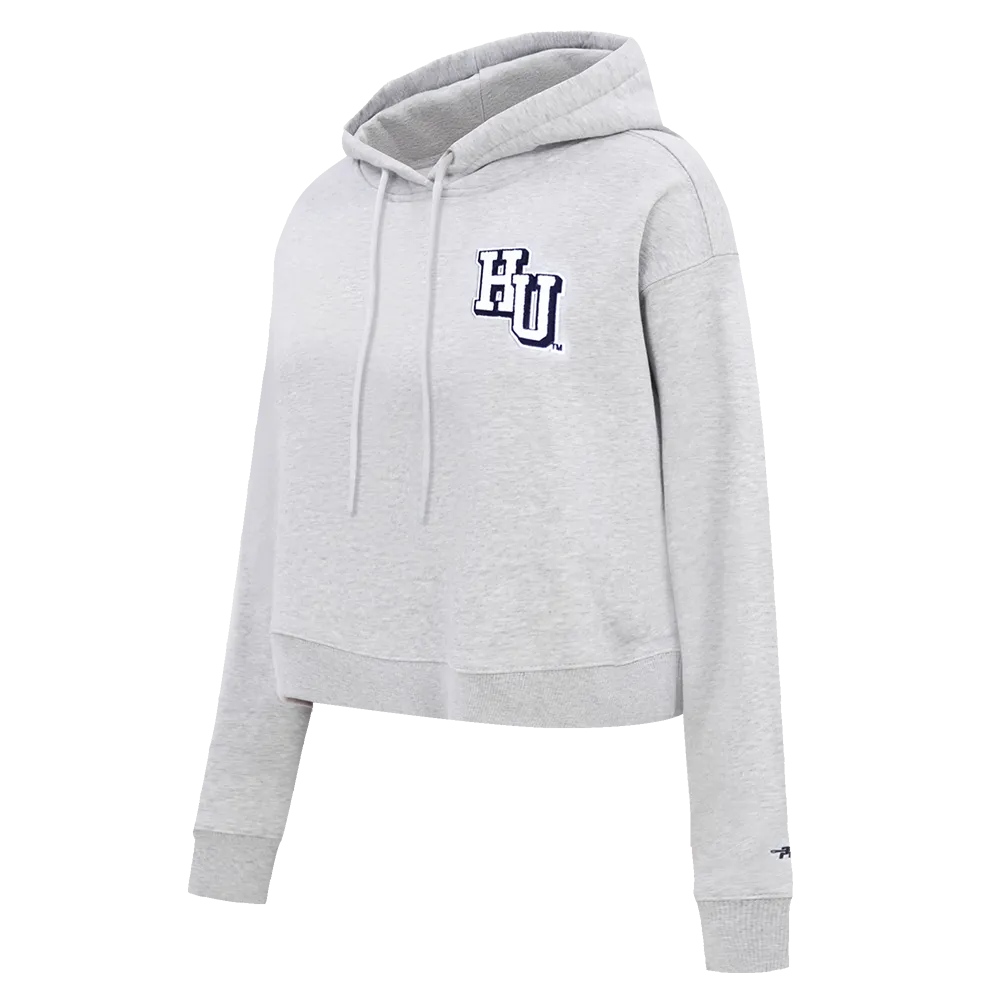 NCAA HOWARD UNIVERSITY CLASSIC WOMEN'S FLC CROPPED PO HOODIE (HEATHER GREY)