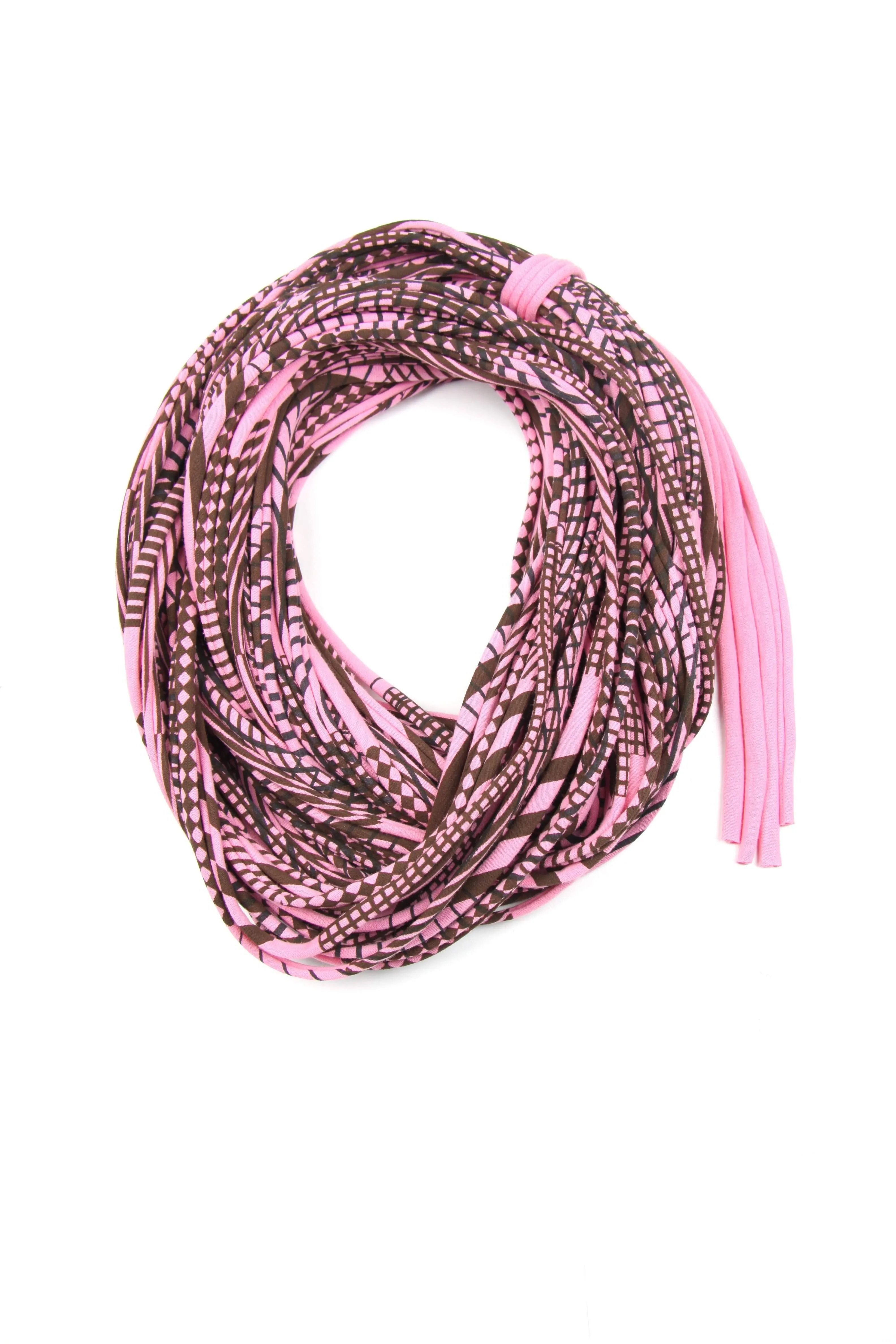 Necklush Cowl Scarf / Pink & Brown / Unisex