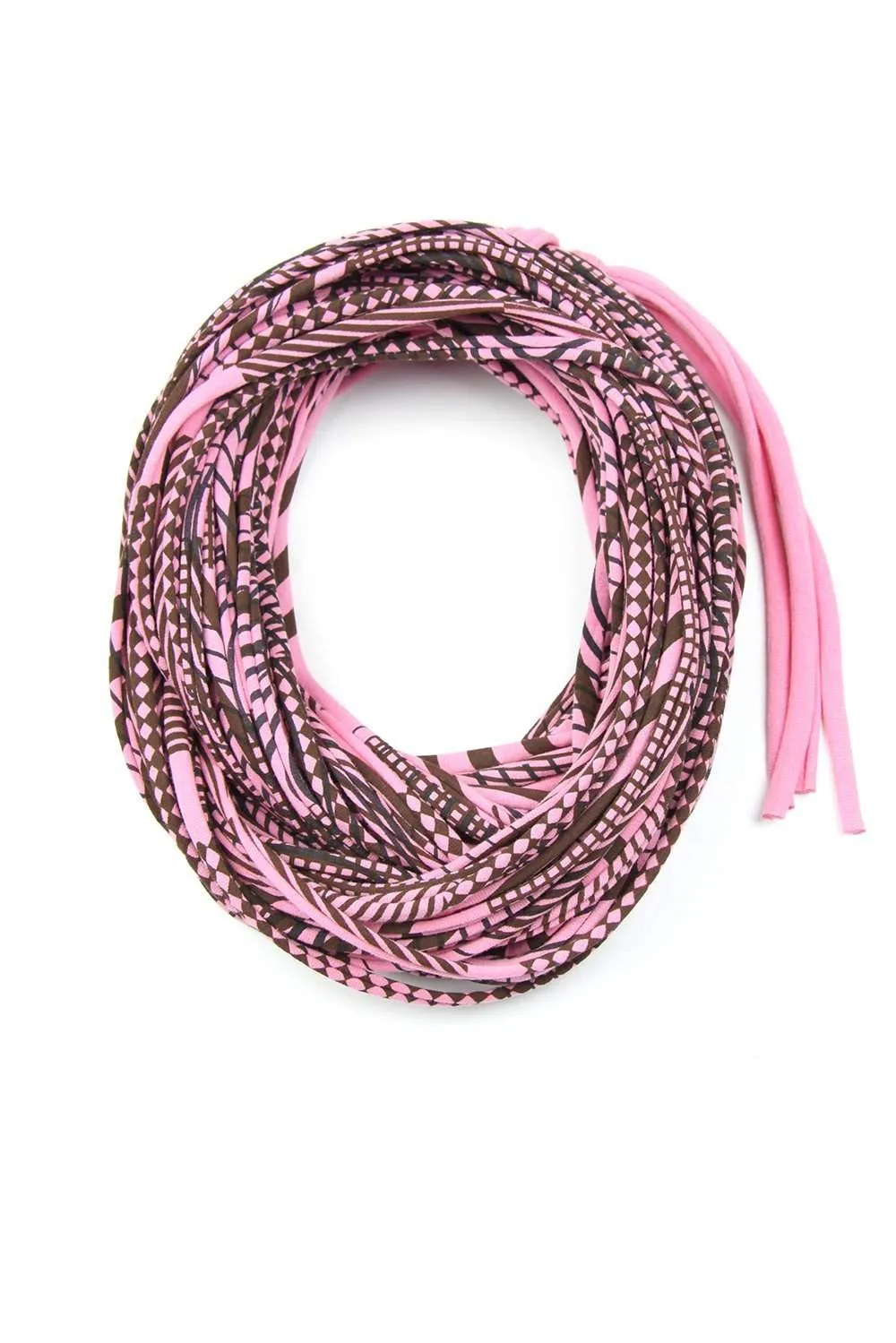 Necklush Cowl Scarf / Pink & Brown / Unisex