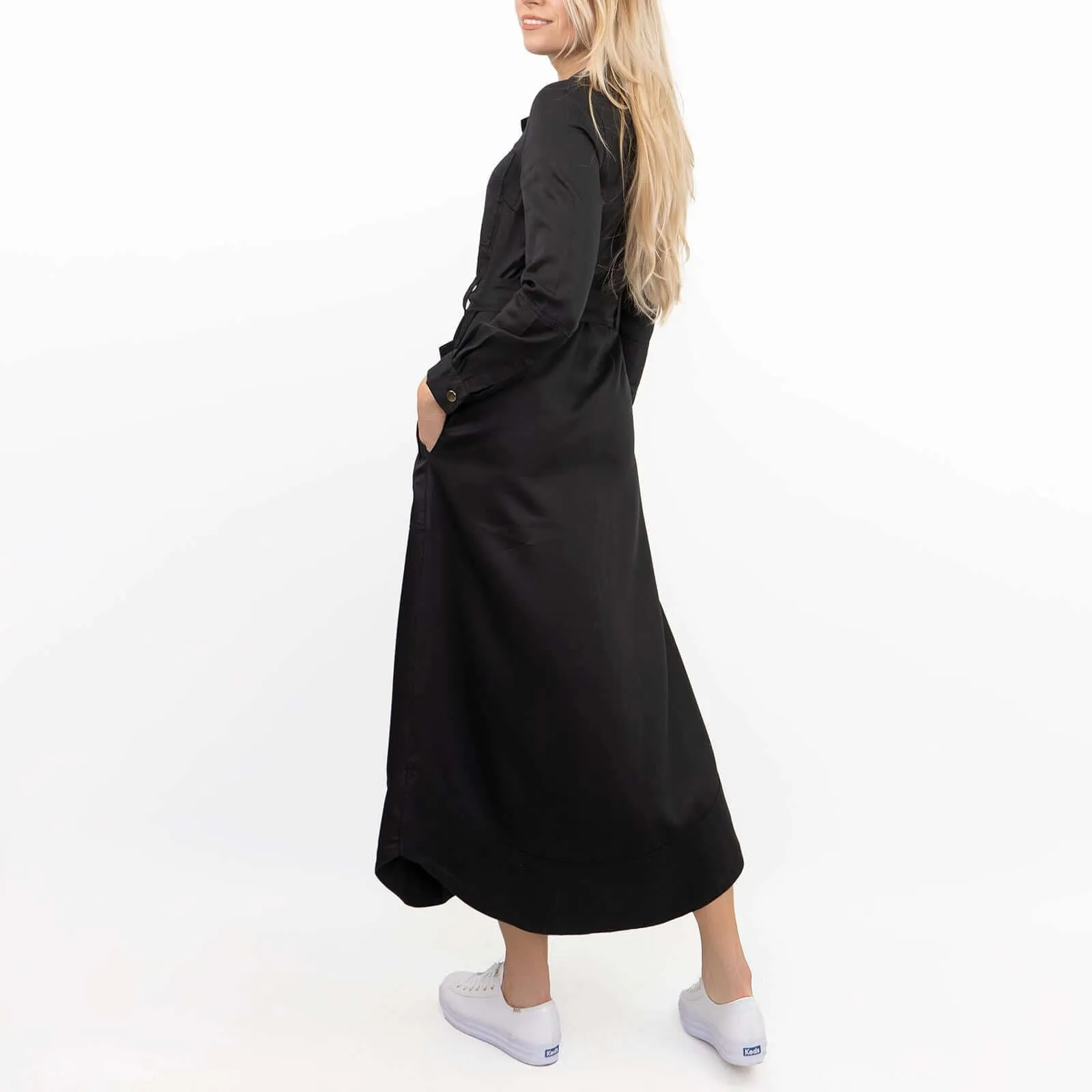 Next Belted Utility Long Sleeve Belted Button-Up Midi Midaxi Shirt Dresses