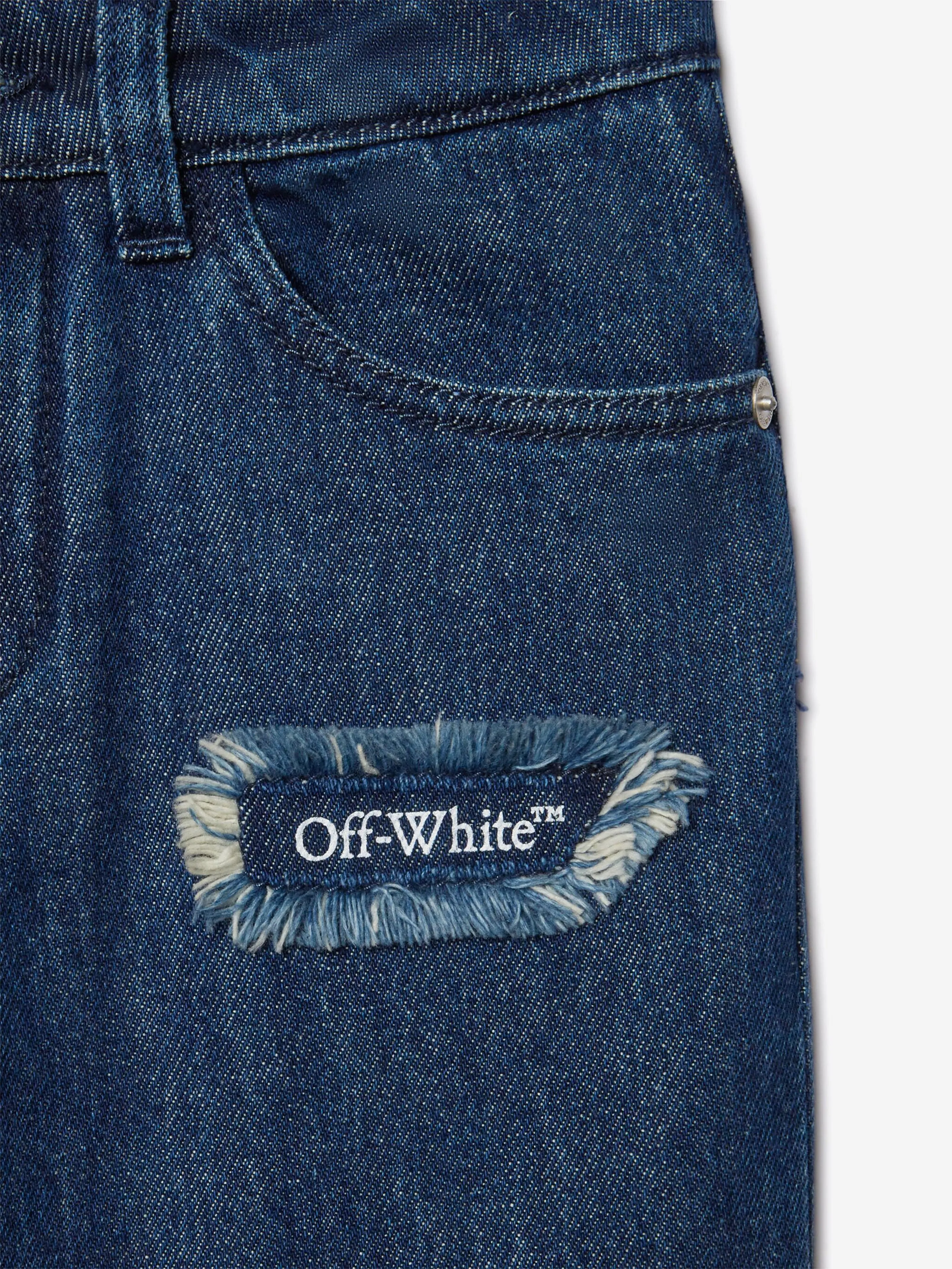 Off-White Boys Bookish Patch Regular Jeans in Blue