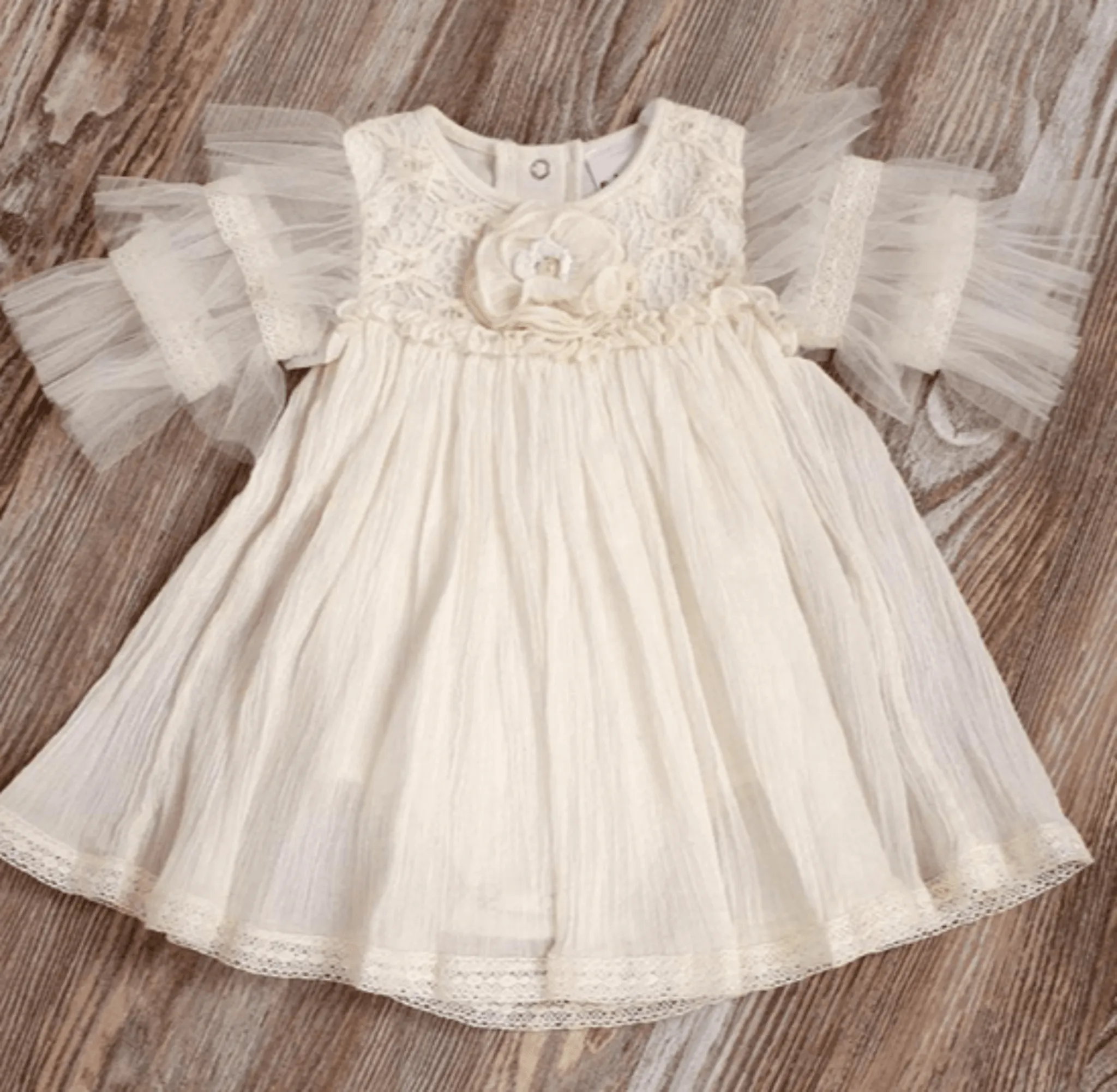 Ooh La La Couture Baby Girls Cream Grace Onesie Dress