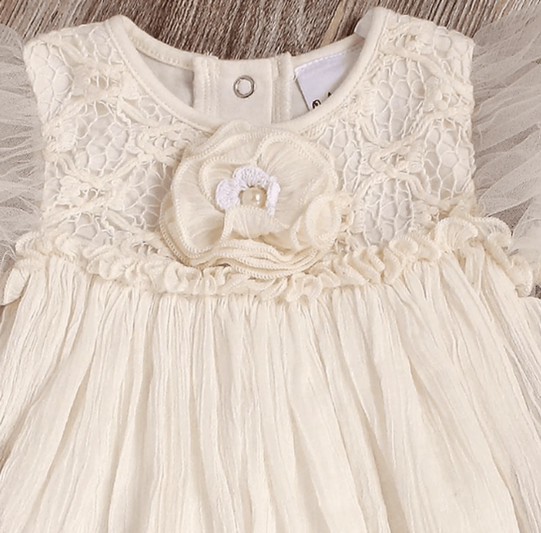 Ooh La La Couture Baby Girls Cream Grace Onesie Dress