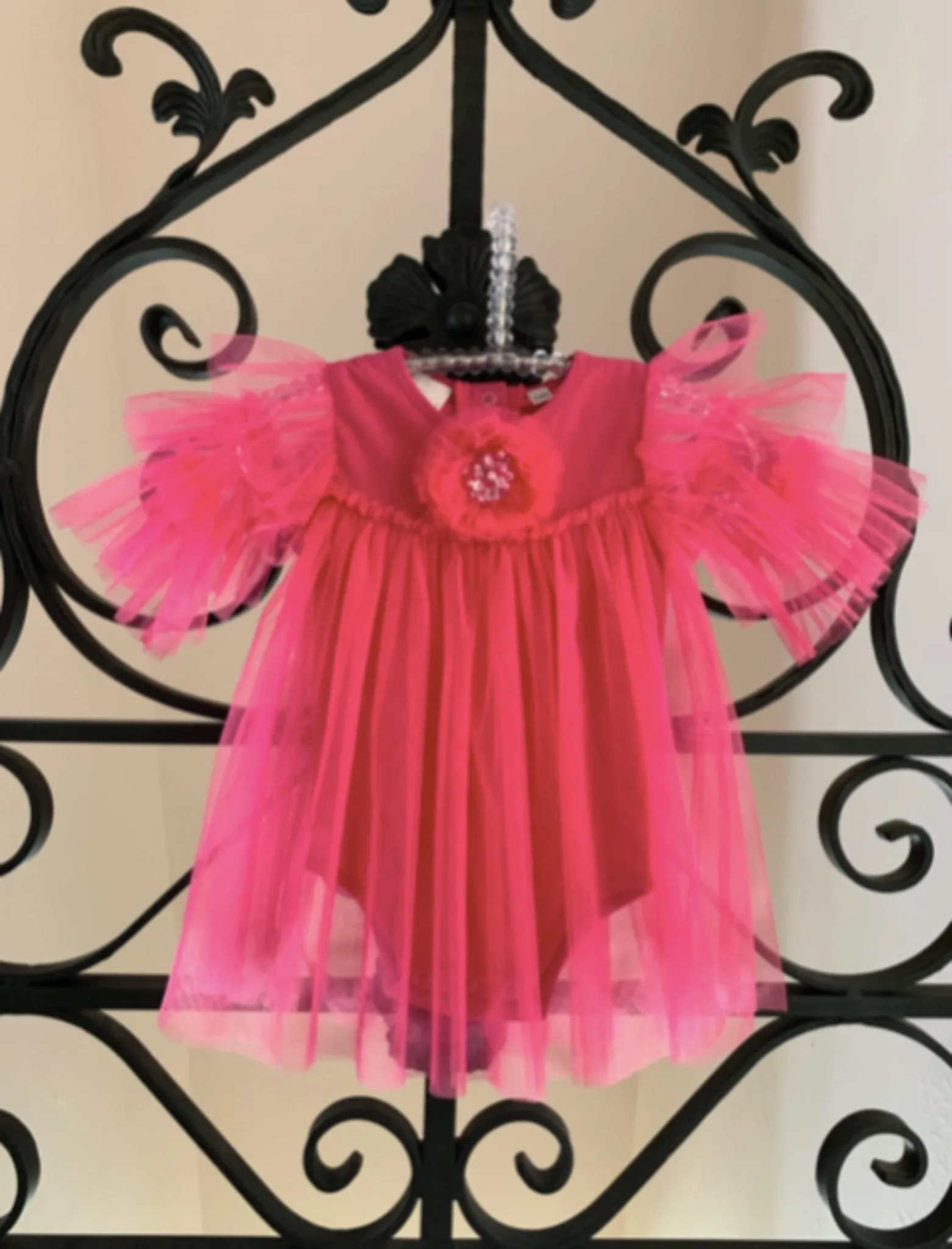 Ooh La La Couture Baby Girls Hot Pink Grace Onesie Dress