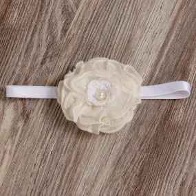 Ooh La La Couture Infant Cream & White Ruffle Flower Headband