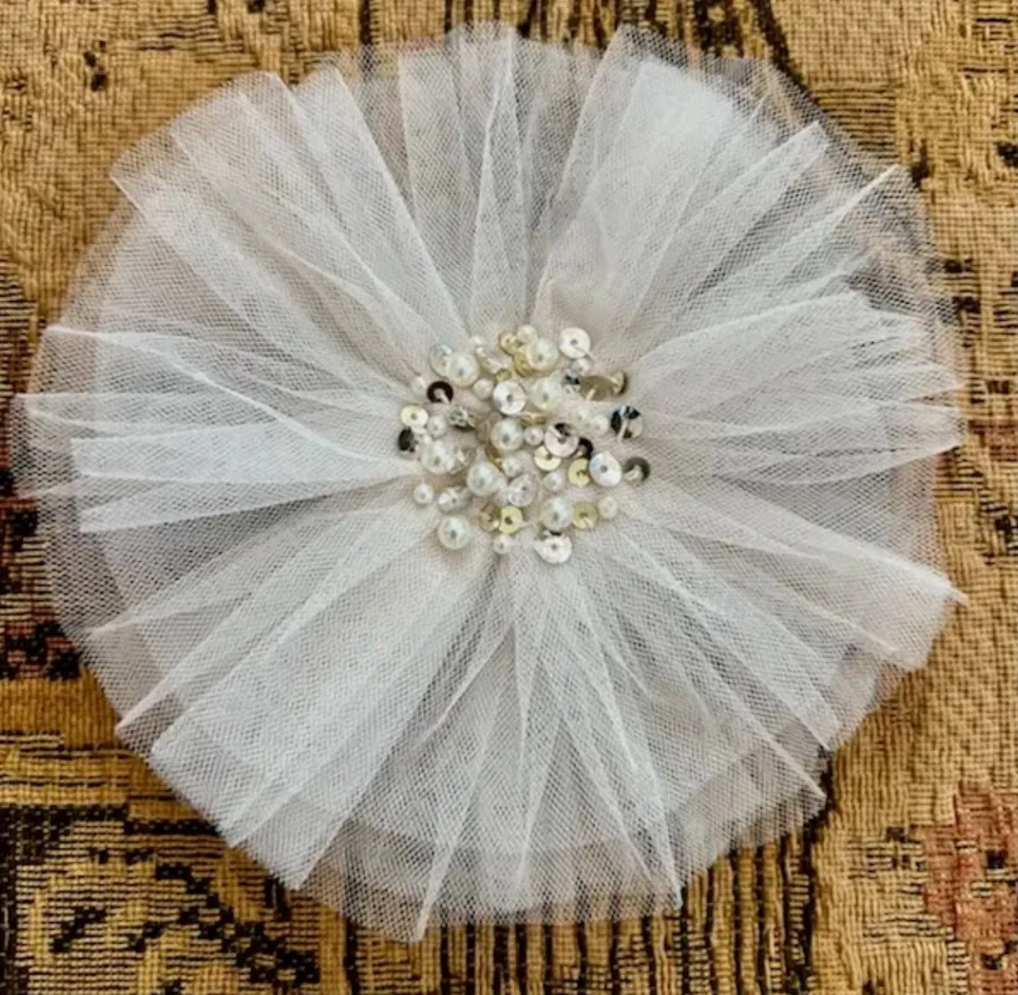 Ooh La La Couture White Crystals & Pearls Flower Hair & Strap Clip