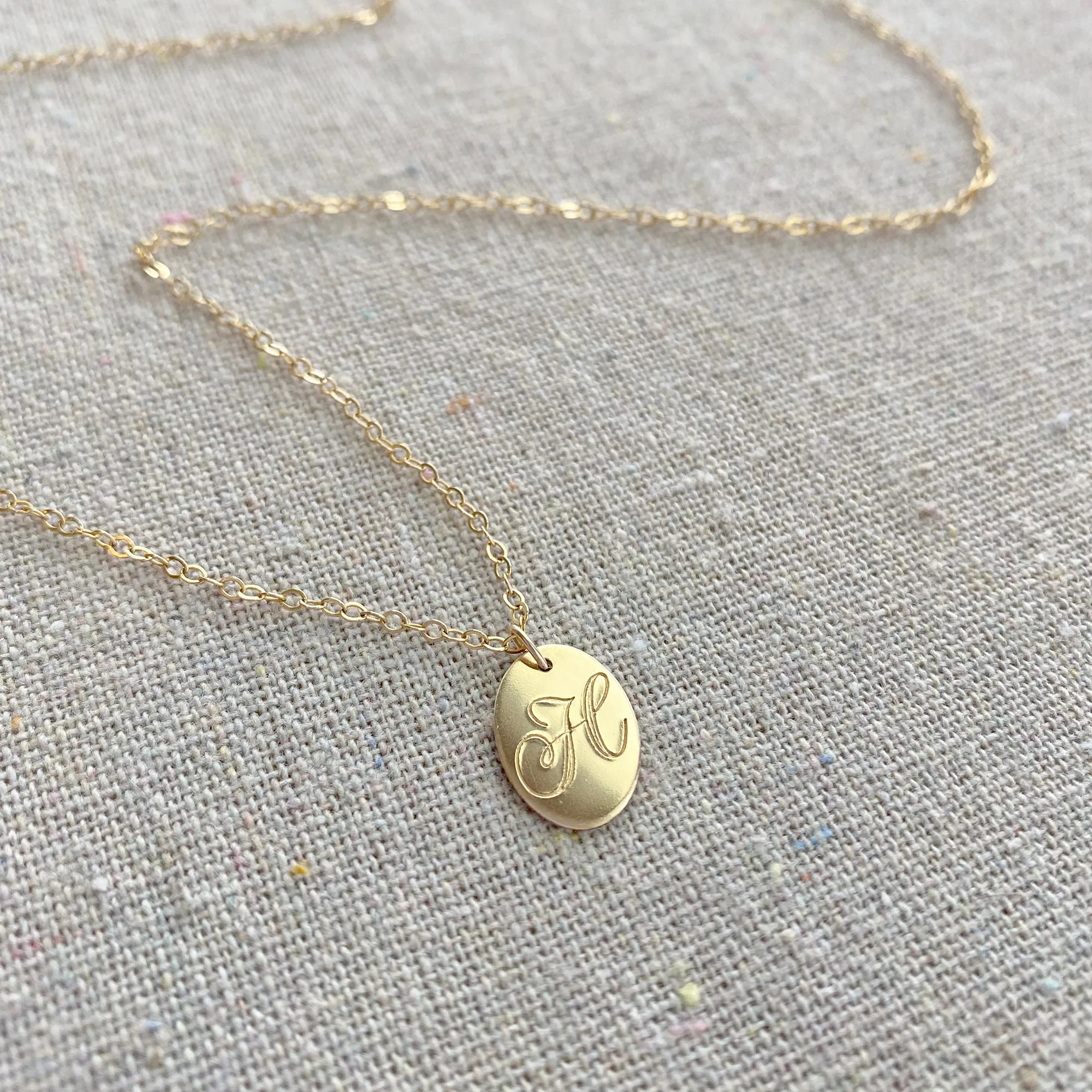 Oval Initial Pendant Necklace