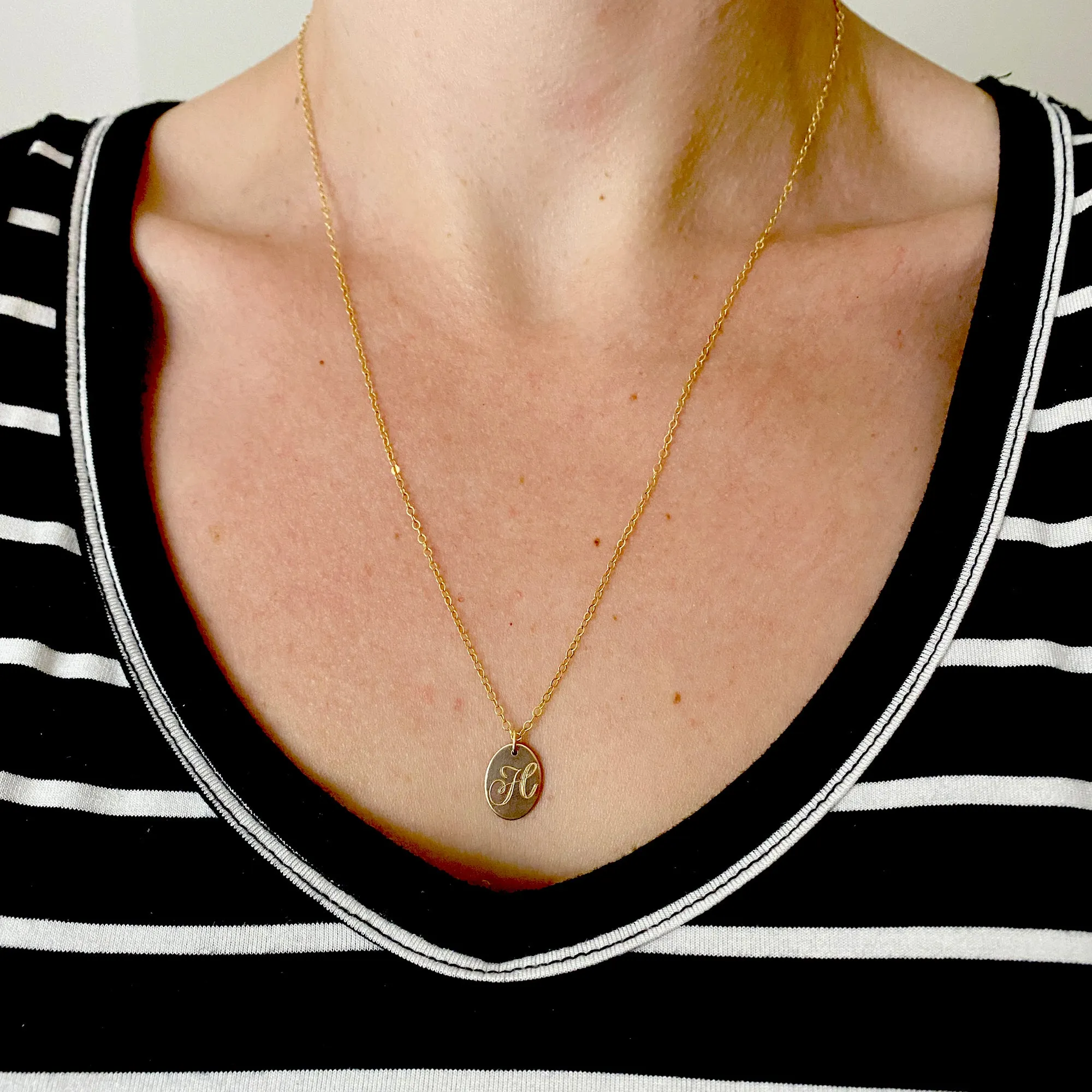 Oval Initial Pendant Necklace