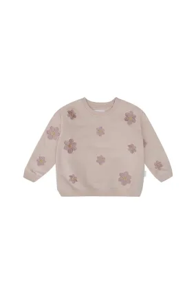 Oversized Sweatshirt 'flower power' mit Stickerei