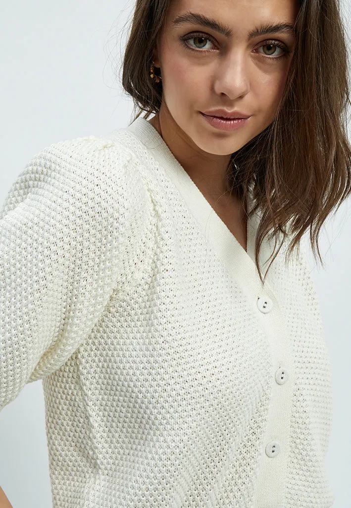 PCDestina Puff Knit Cardigan - Cloud Dancer