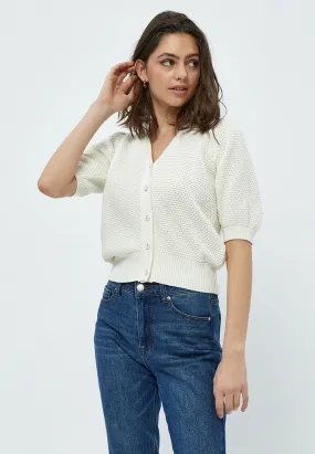 PCDestina Puff Knit Cardigan - Cloud Dancer