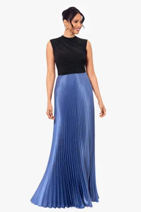 Petite "Katrina" Long Jersey Knit Pleated Skirt Dress