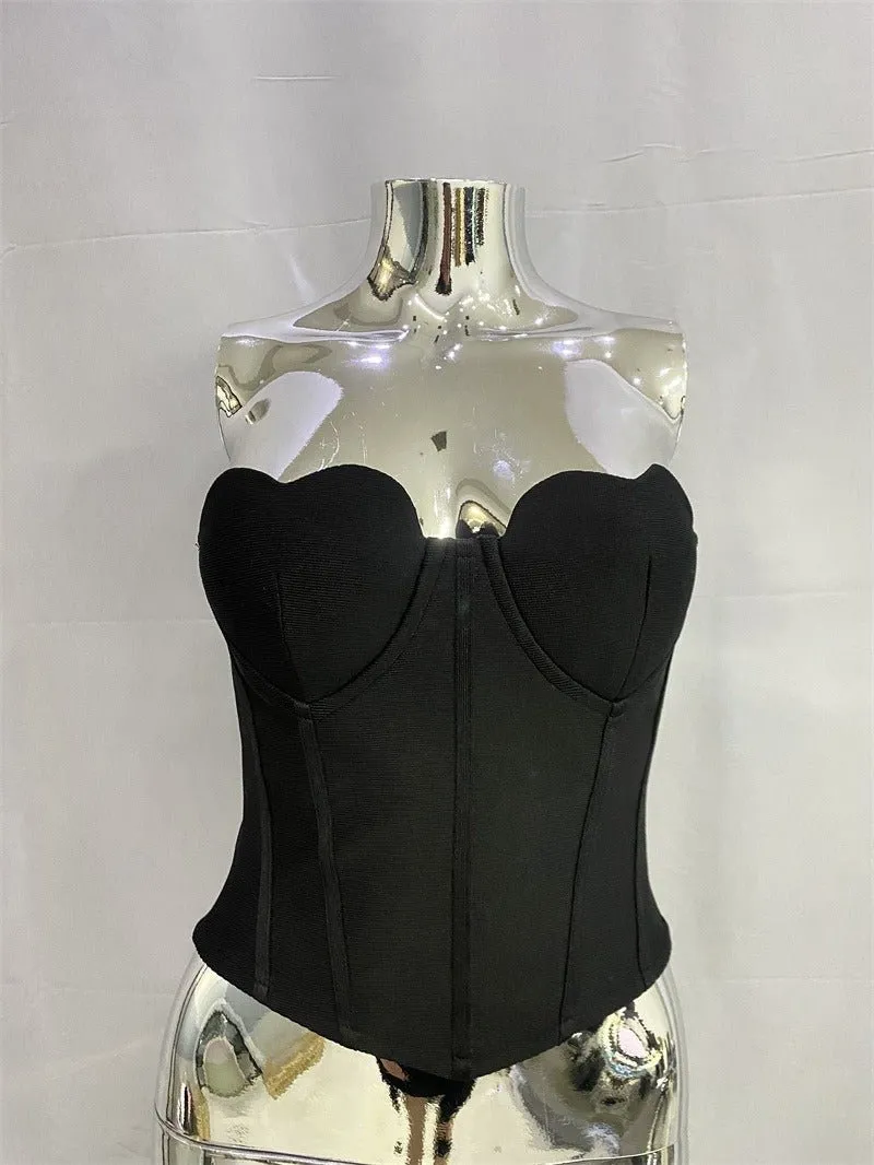 Pre Order:  Heart Strapless Crop Corset Top