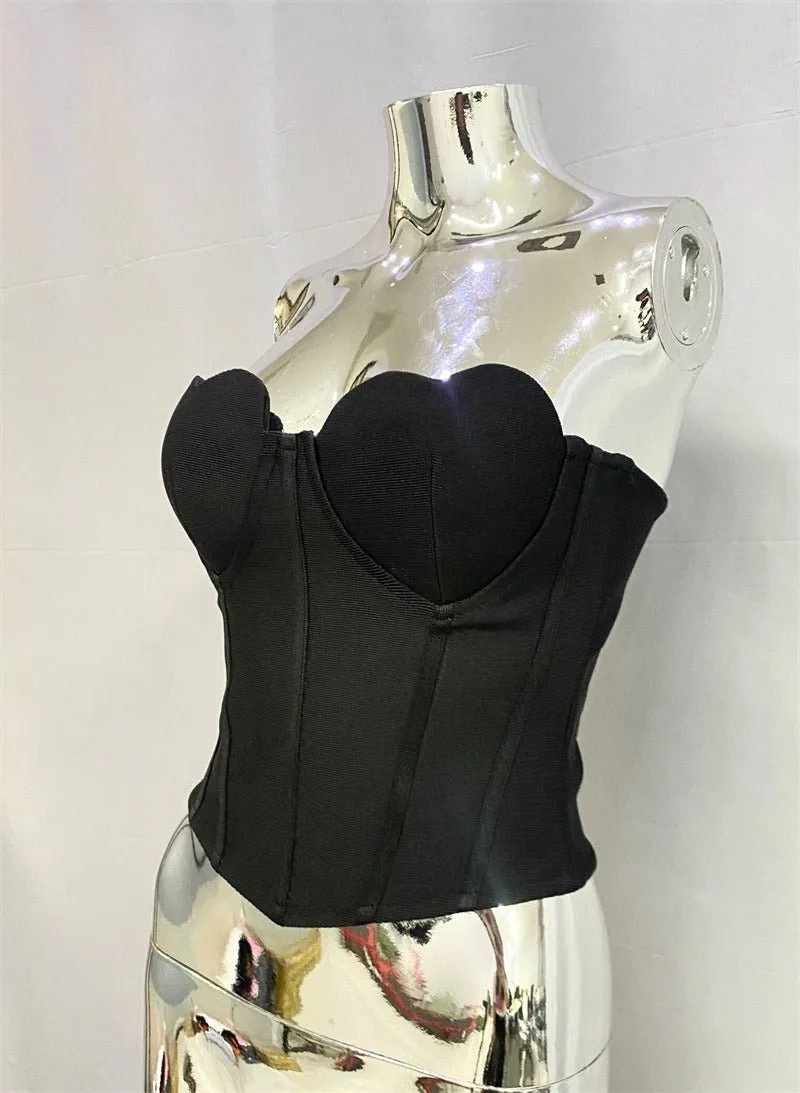 Pre Order:  Heart Strapless Crop Corset Top