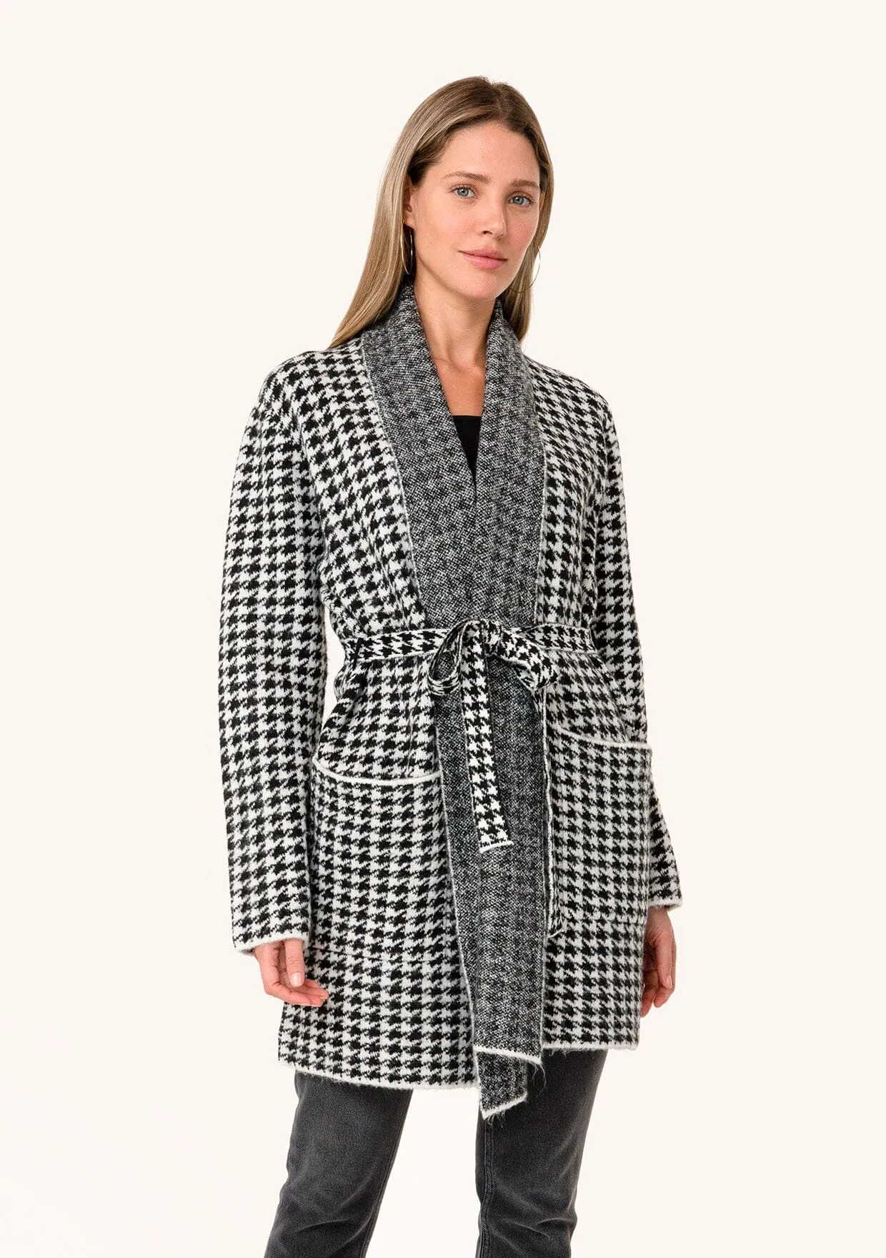 Presley Houndstooth Shawl Cardigan