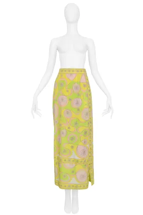 PUCCI YELLOW & PINK COTTON HOSTESS SKIRT WITH ABSTRACT PRINT