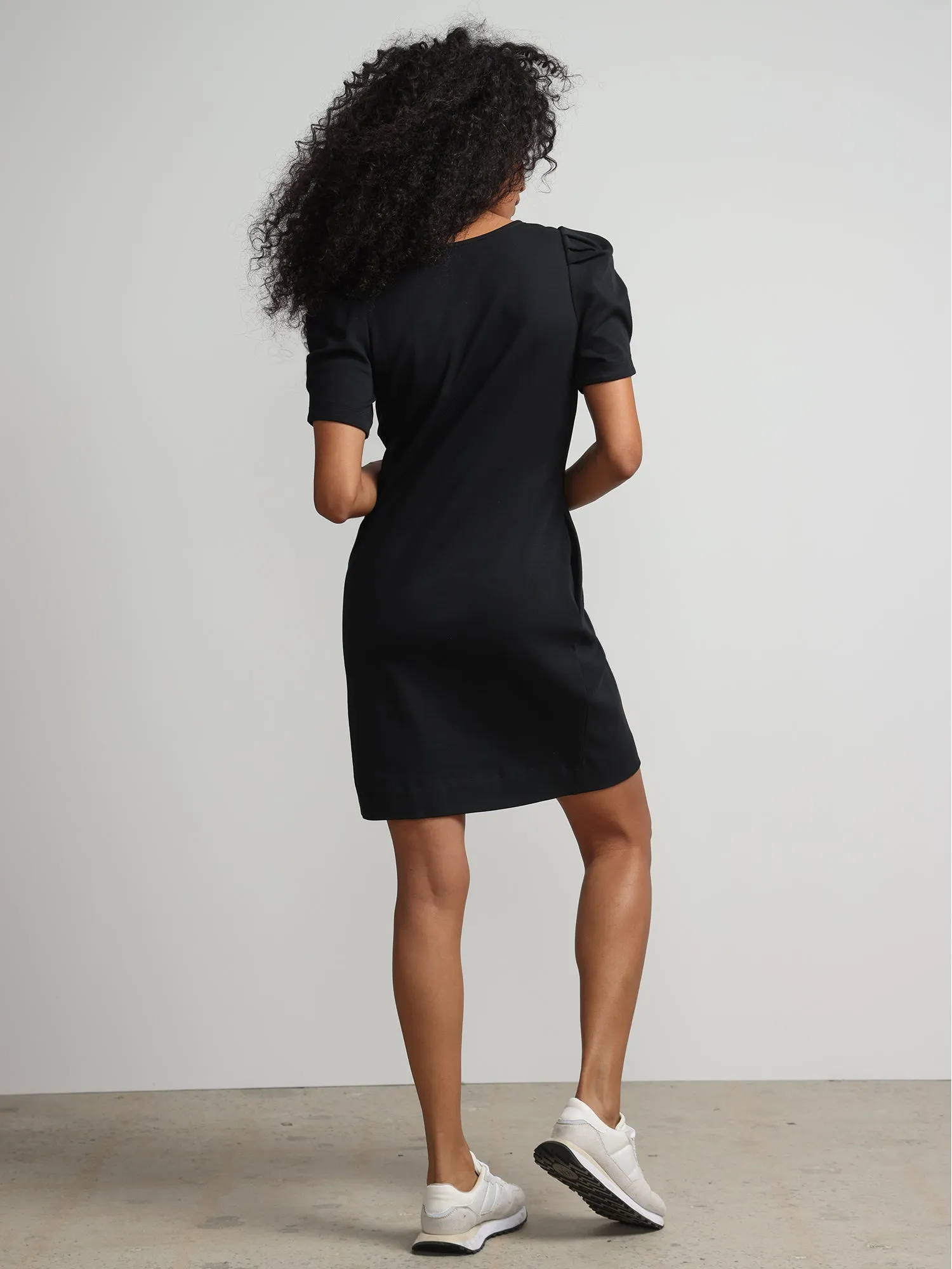 Puff-Sleeve Shift Dress - City Knits