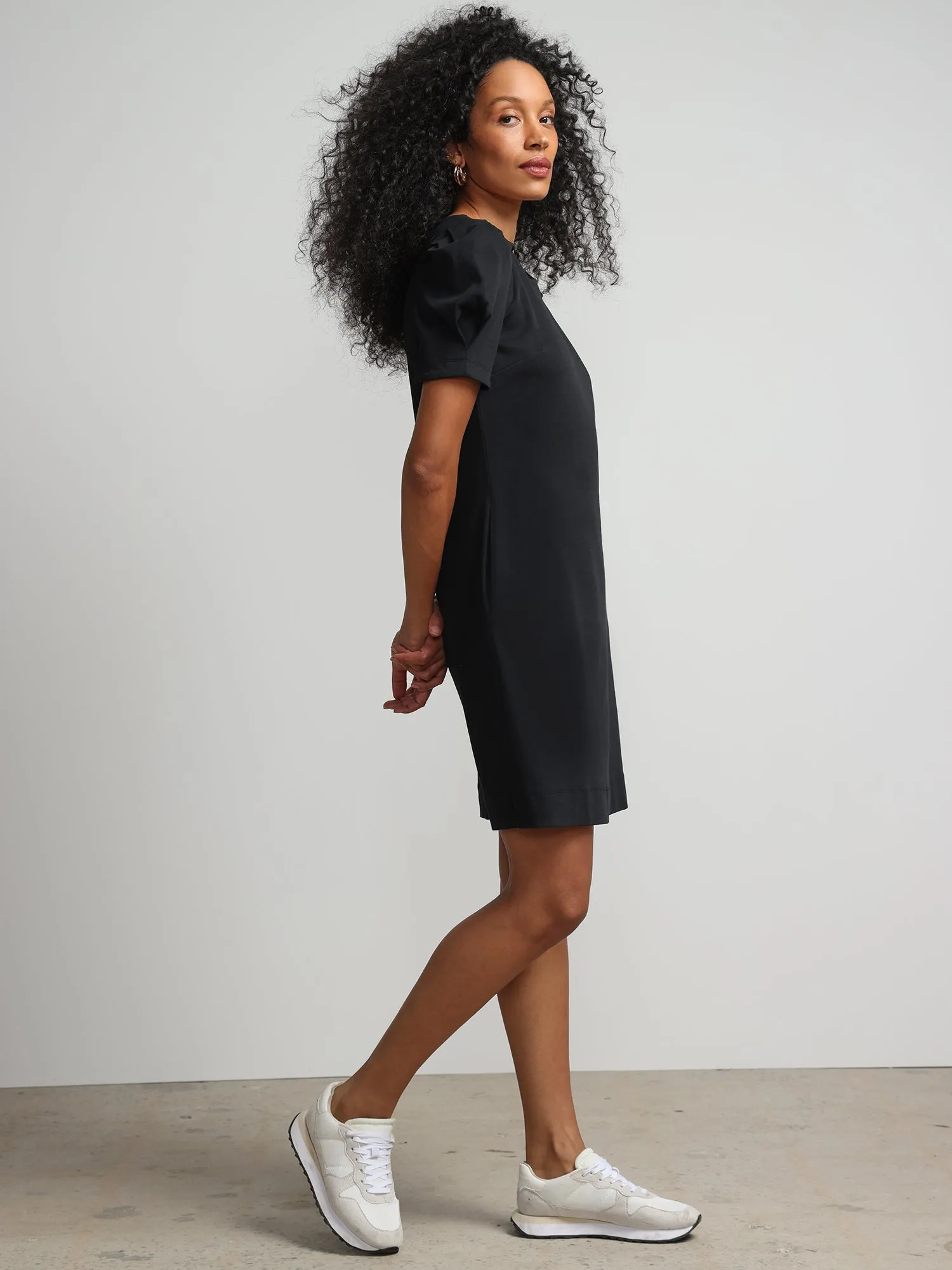 Puff-Sleeve Shift Dress - City Knits