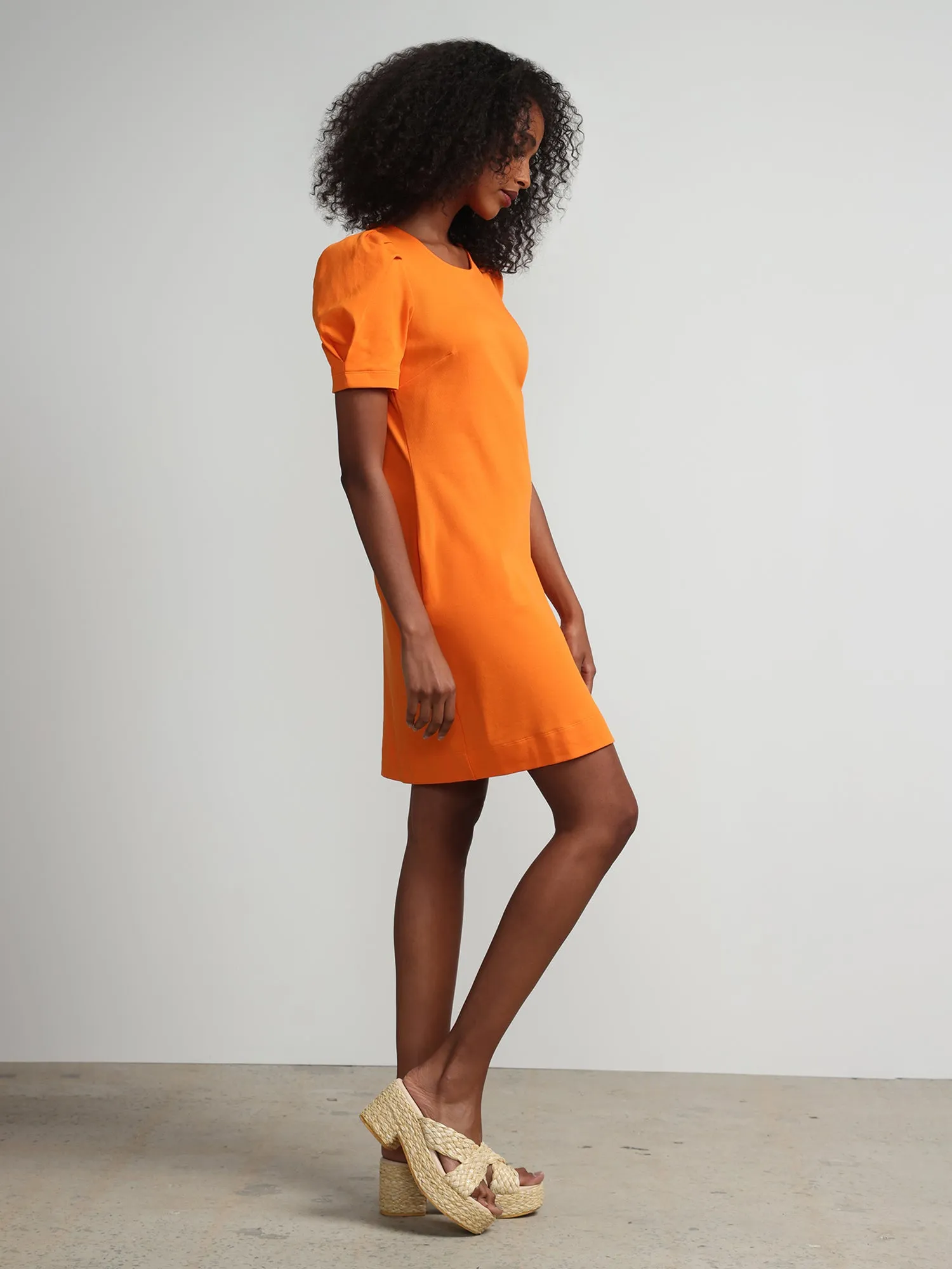 Puff-Sleeve Shift Dress - City Knits