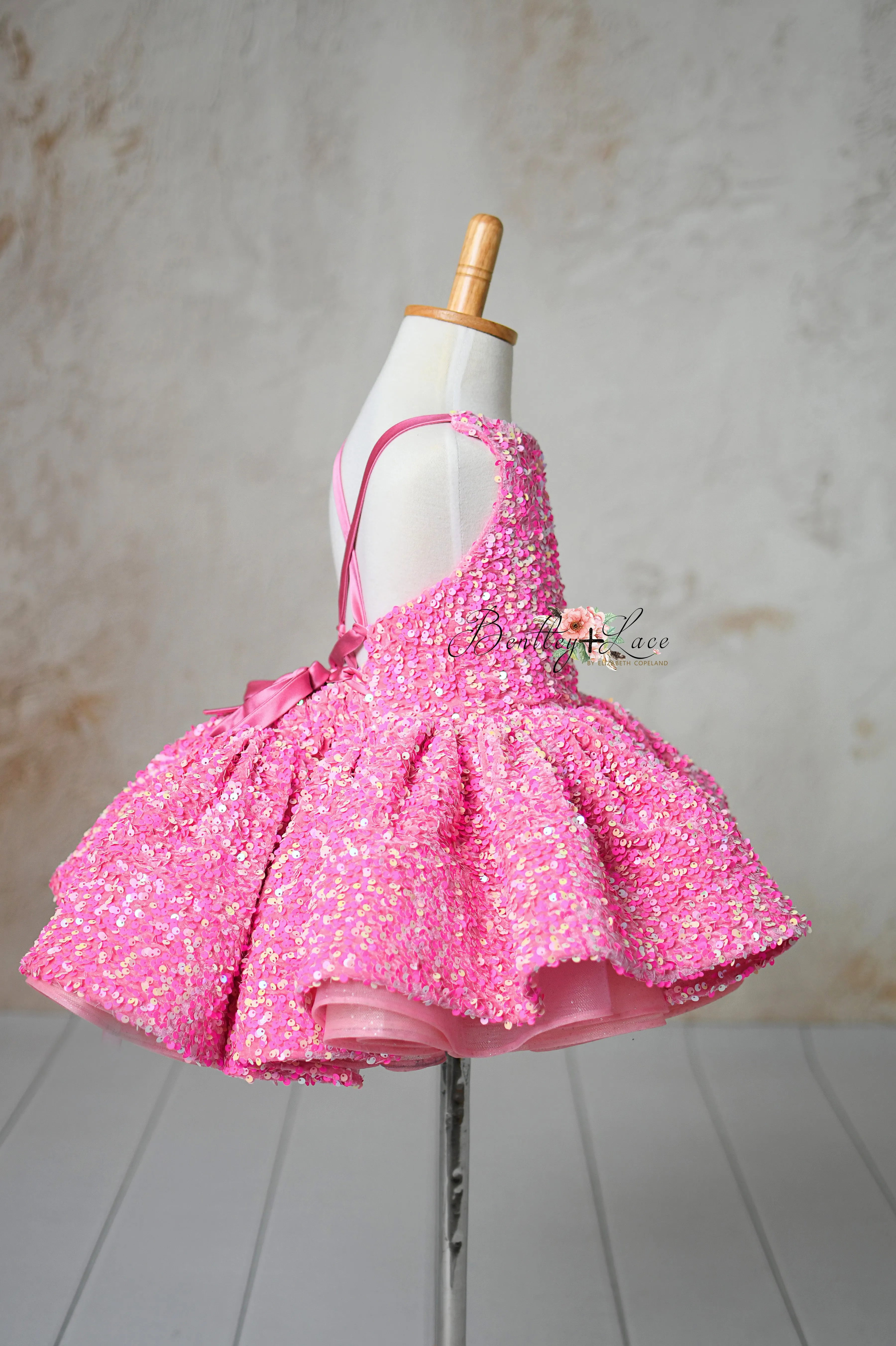 "Retro" Pink Candy Petal  Length Dress (3 year- 4 year)