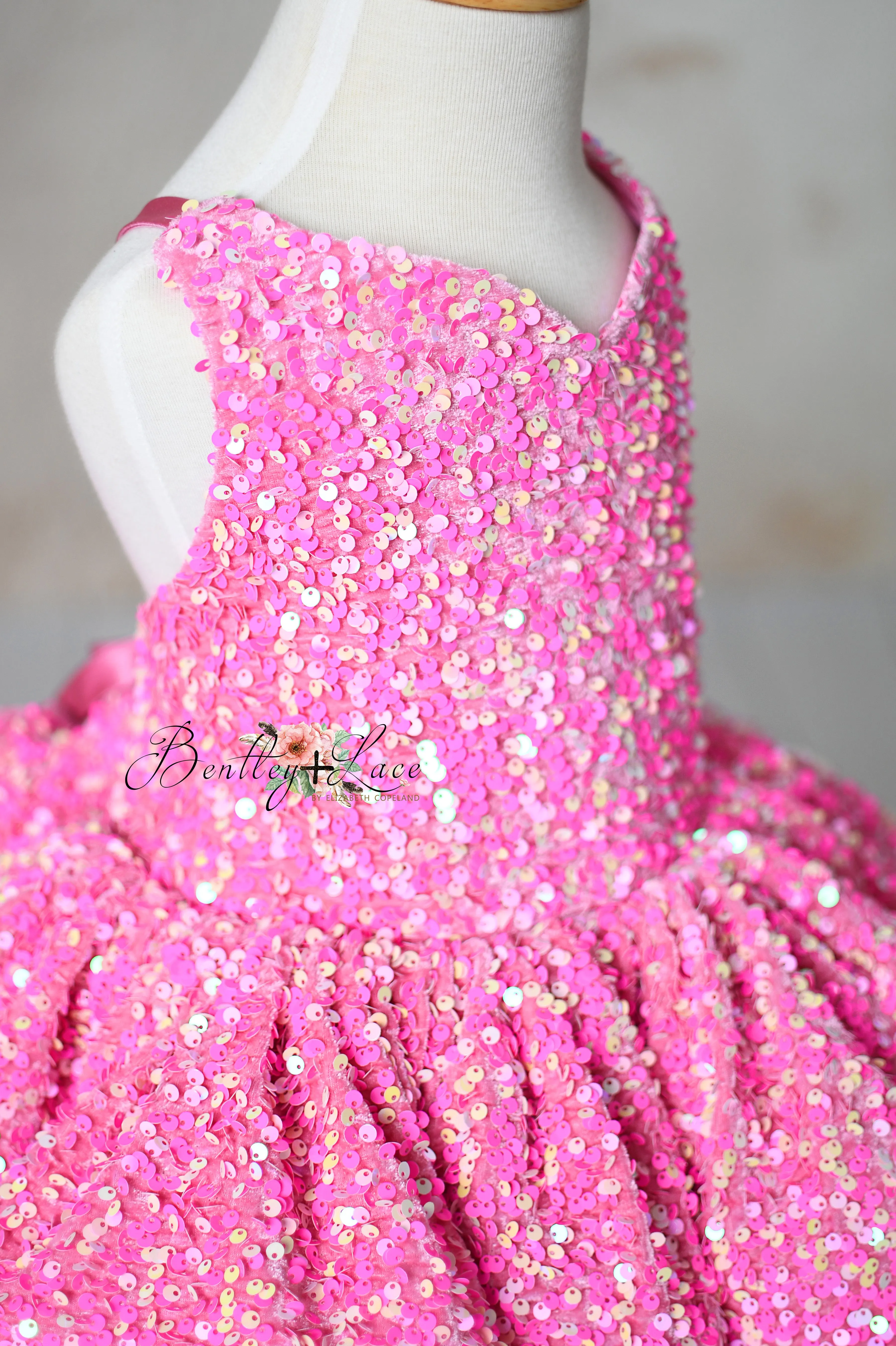 "Retro" Pink Candy Petal  Length Dress (3 year- 4 year)