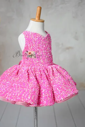 "Retro" Pink Candy Petal  Length Dress (3 year- 4 year)