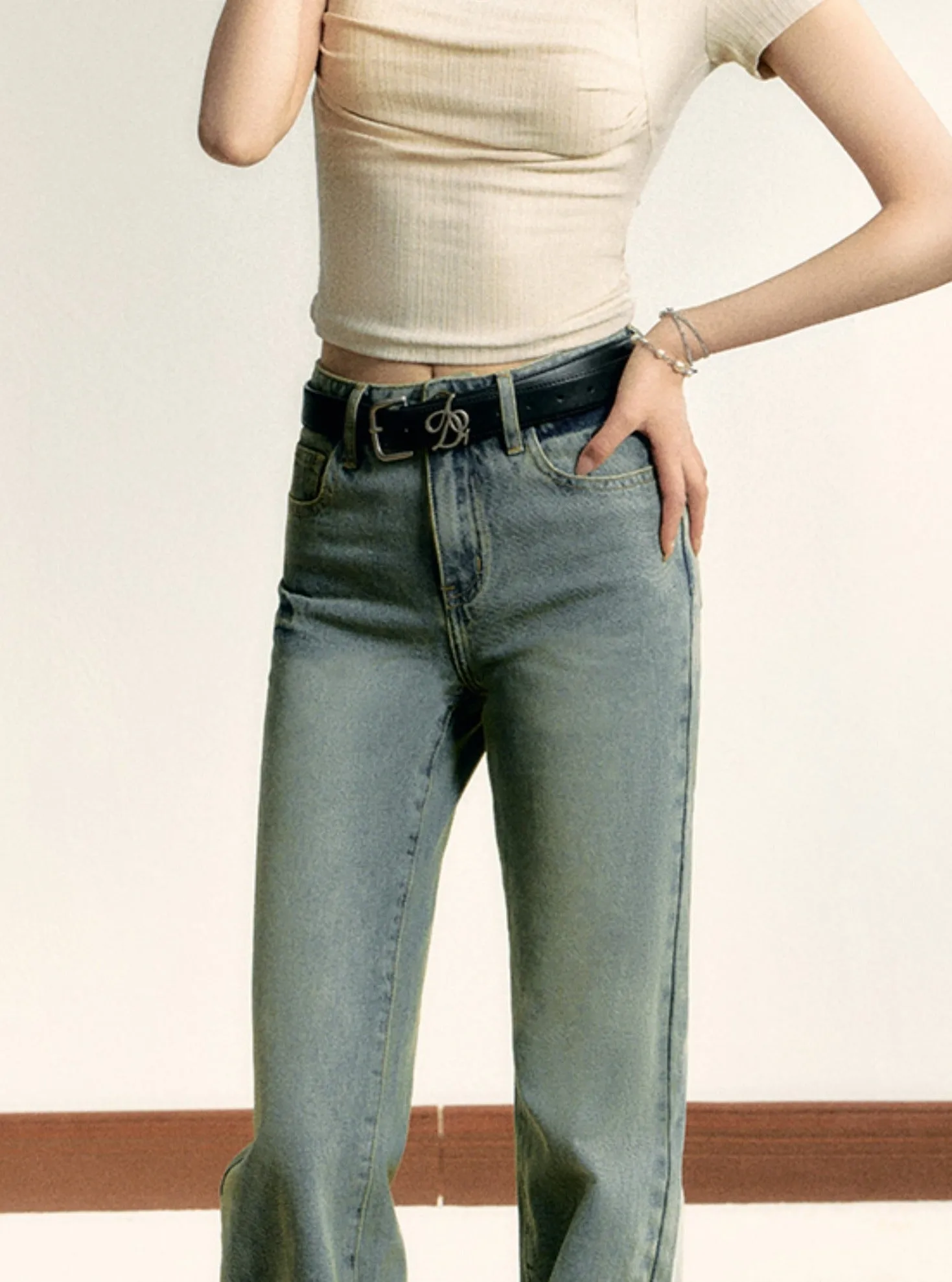 Retro Flared Denim Jeans - High-Waisted Wide-Leg Bellbottoms