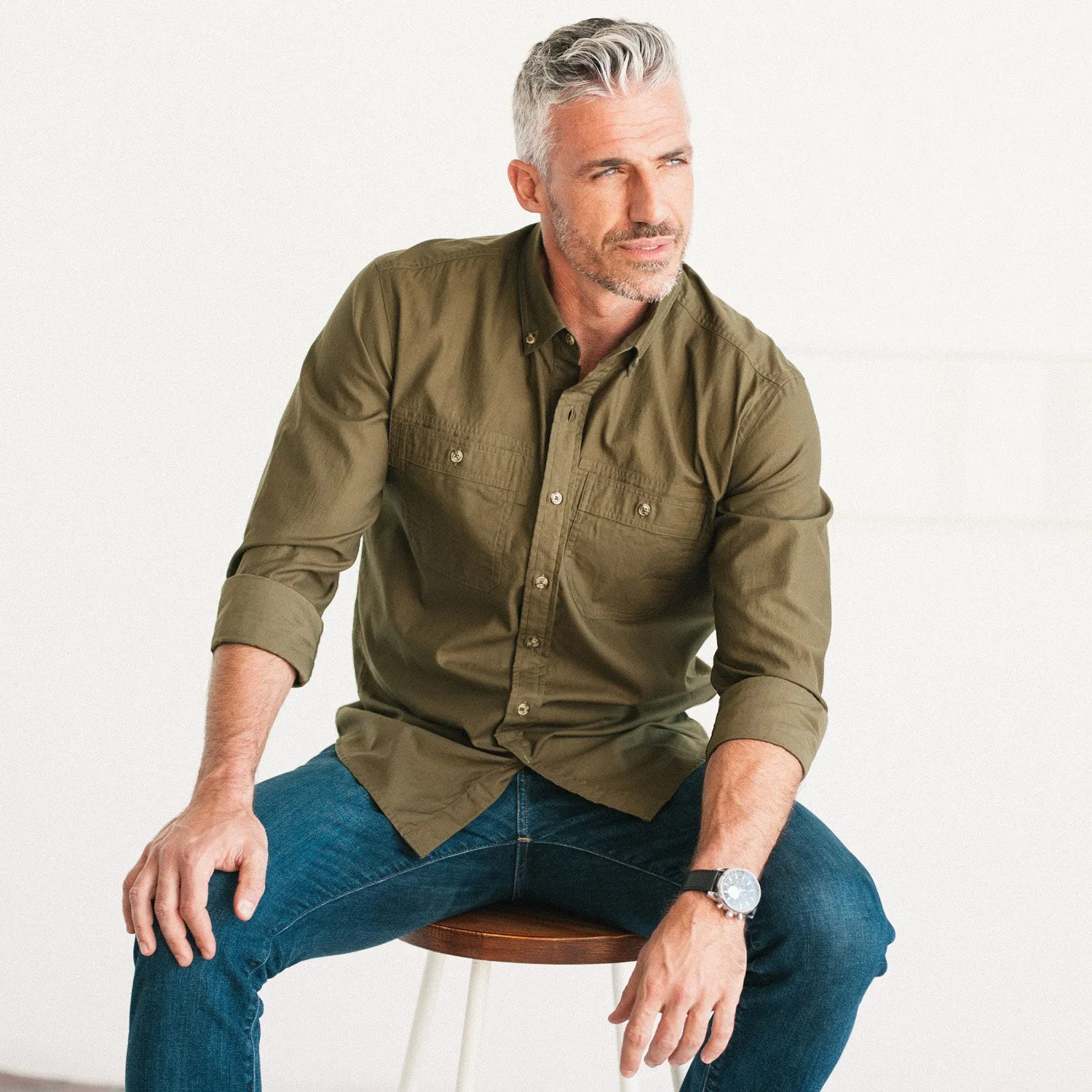 Rogue Utility Shirt – Fatigue Green Mercerized Cotton