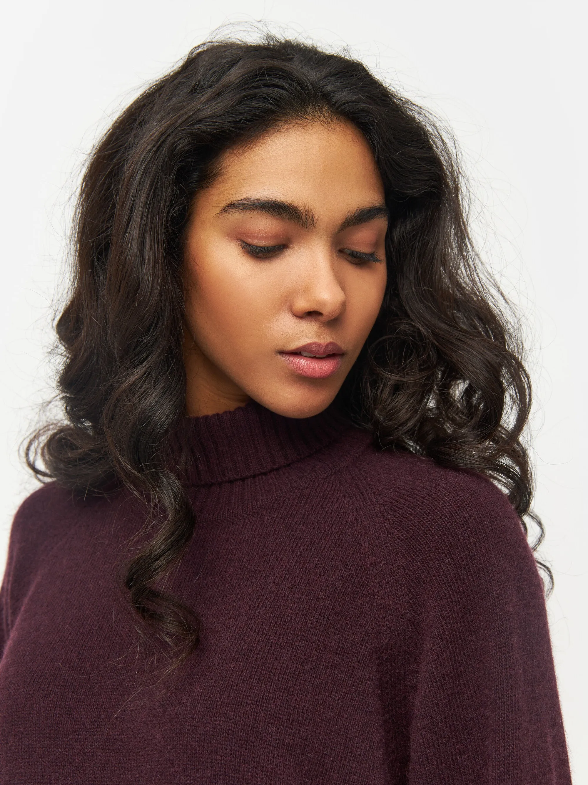 Roll neck mid length dress - Chocolate Plum