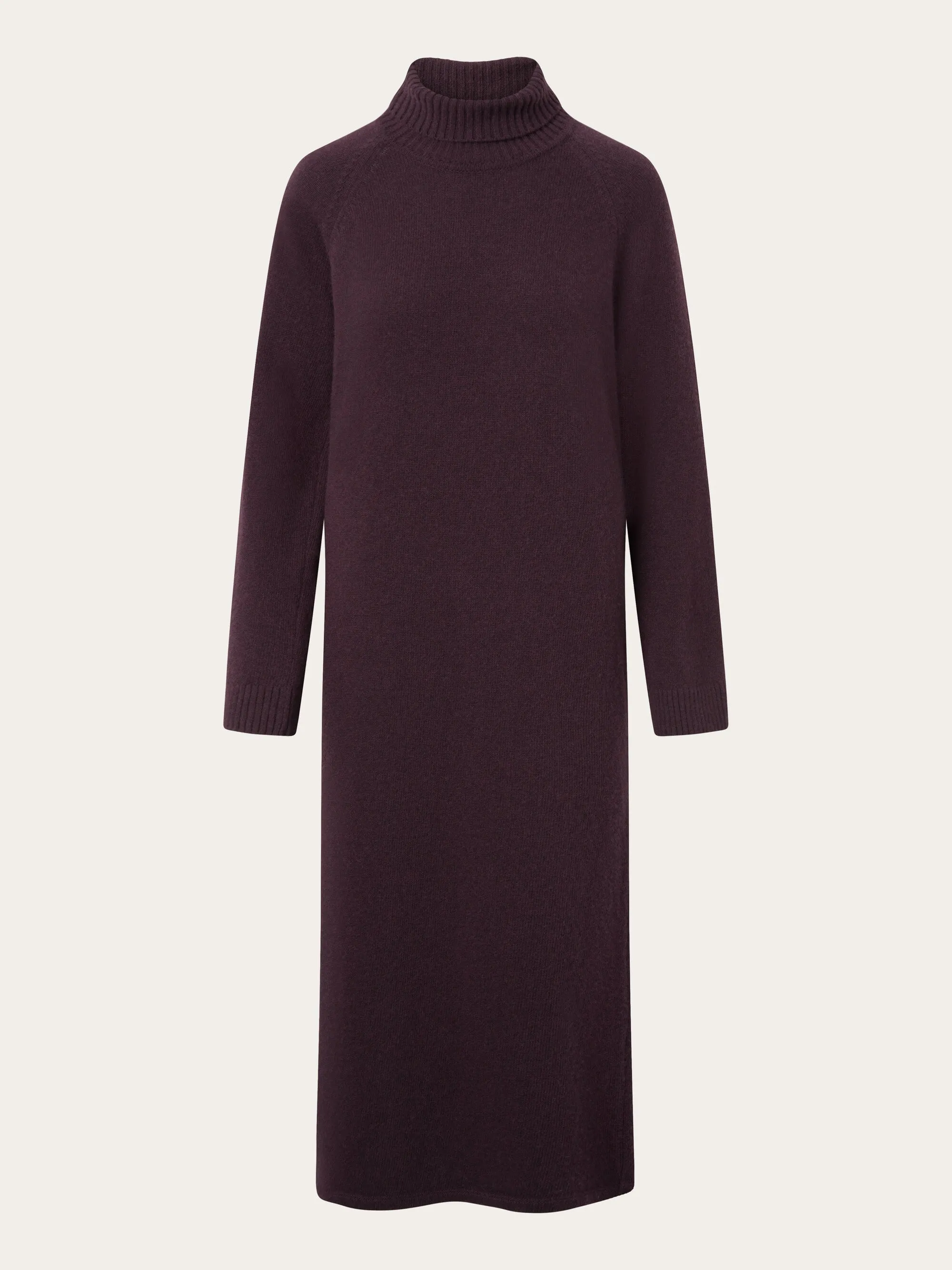 Roll neck mid length dress - Chocolate Plum