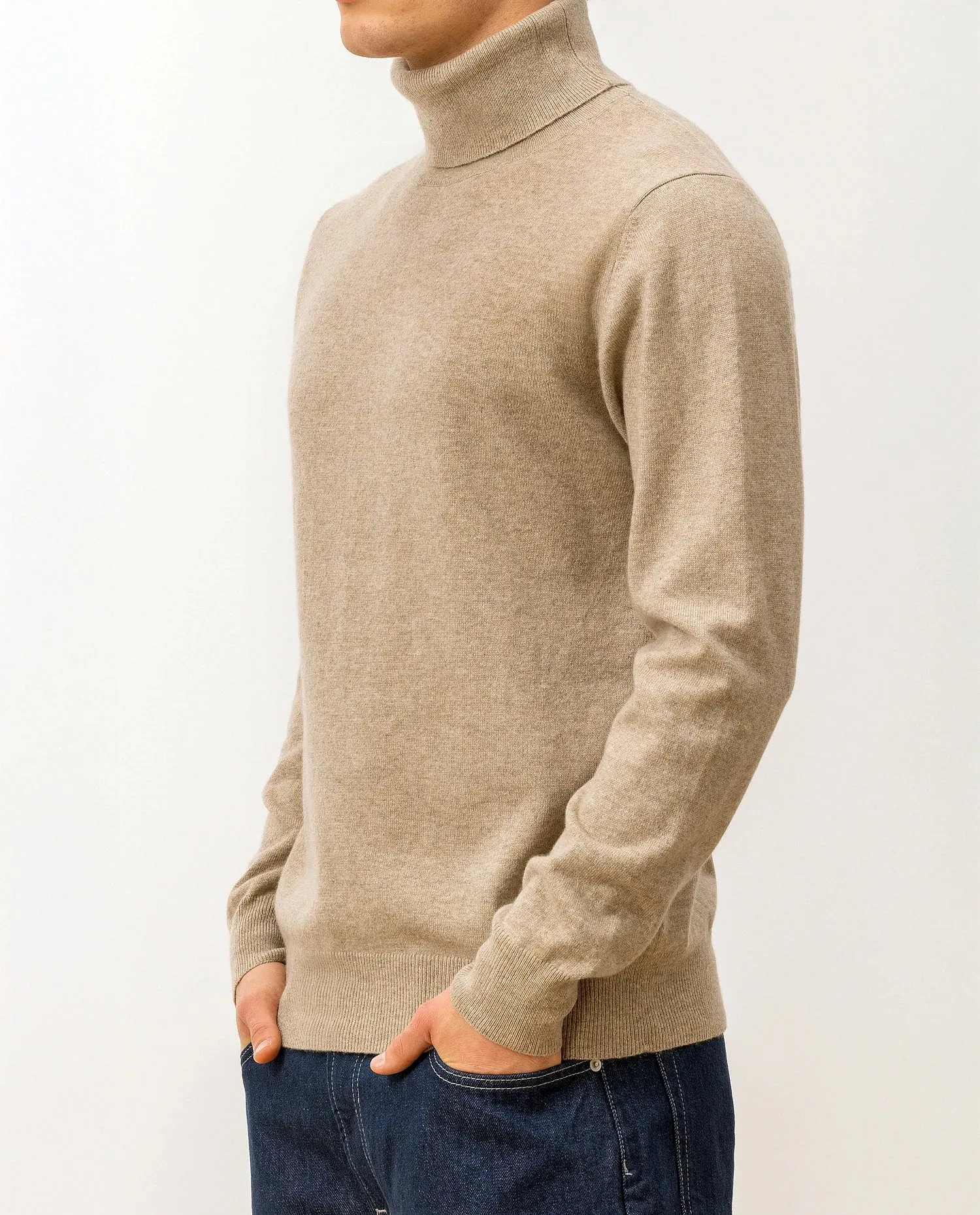 Rollkragen Pullover aus Cashmere in Beige