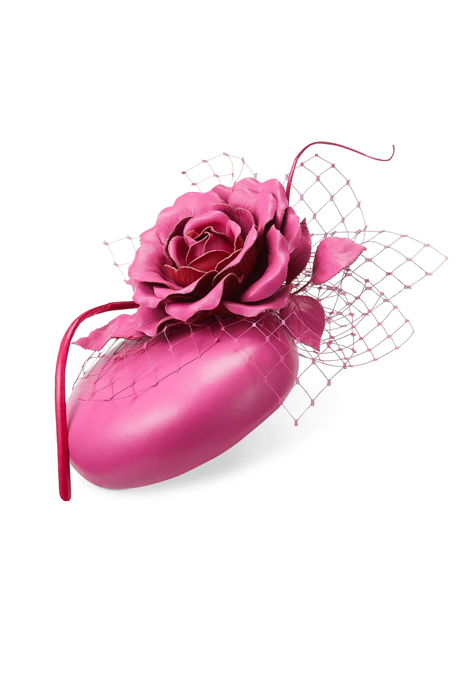 Rose Bud Pink Leather Percher Hat