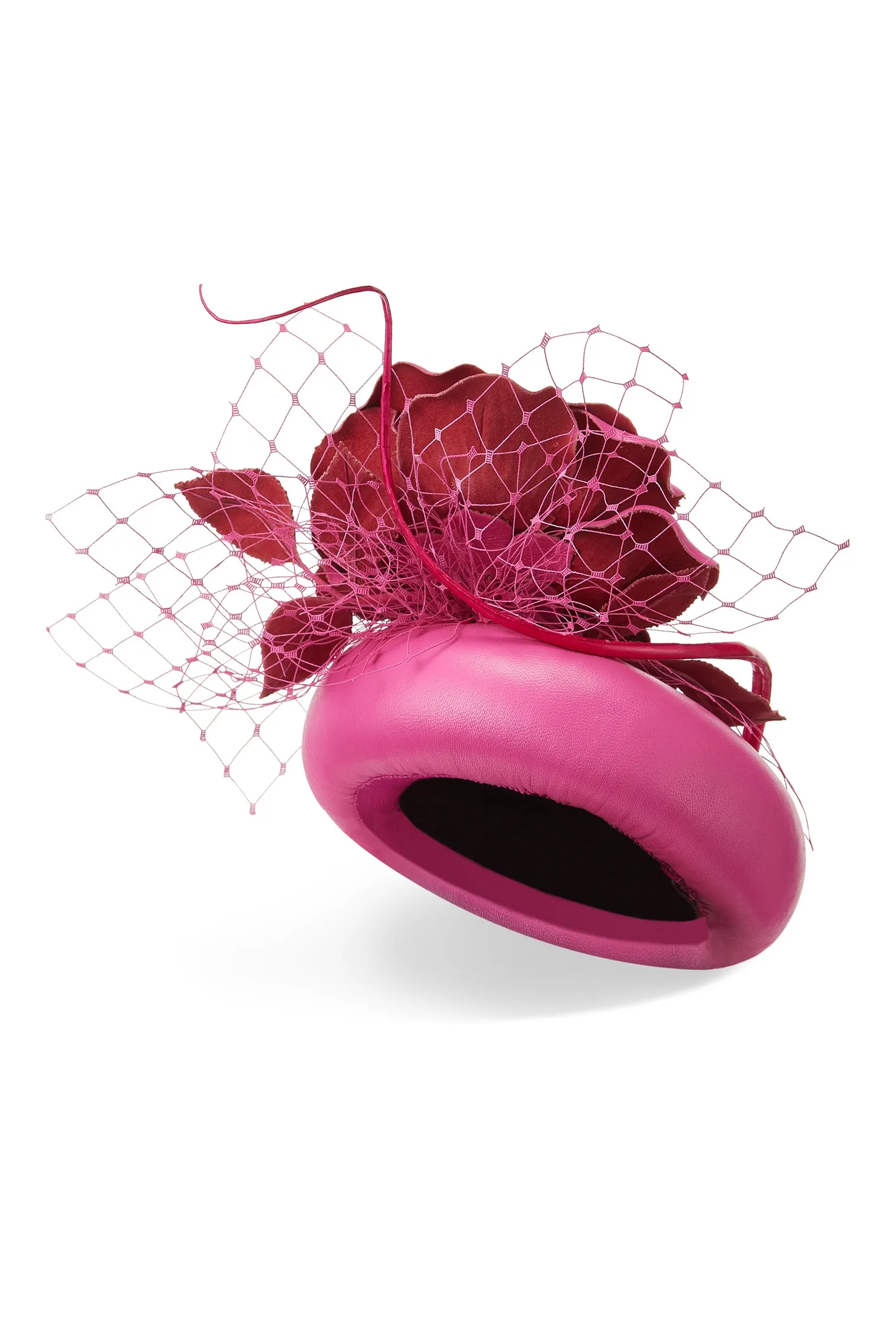 Rose Bud Pink Leather Percher Hat