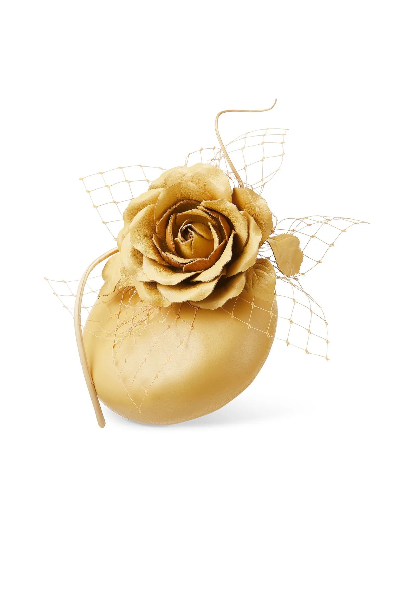 Rose Bud Yellow Leather Percher Hat