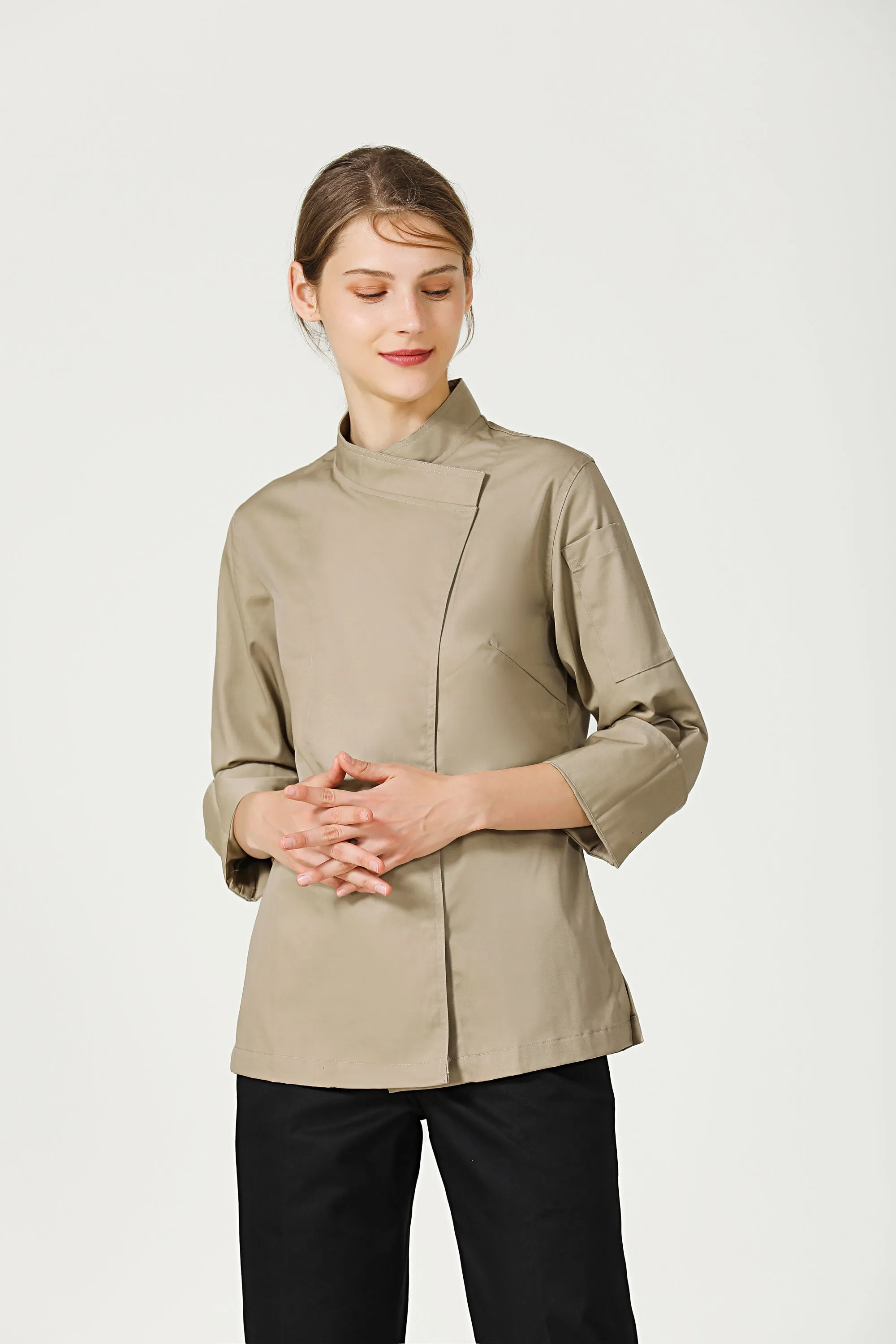 Rosemary Female Khaki Chef Jacket, Long Sleeve